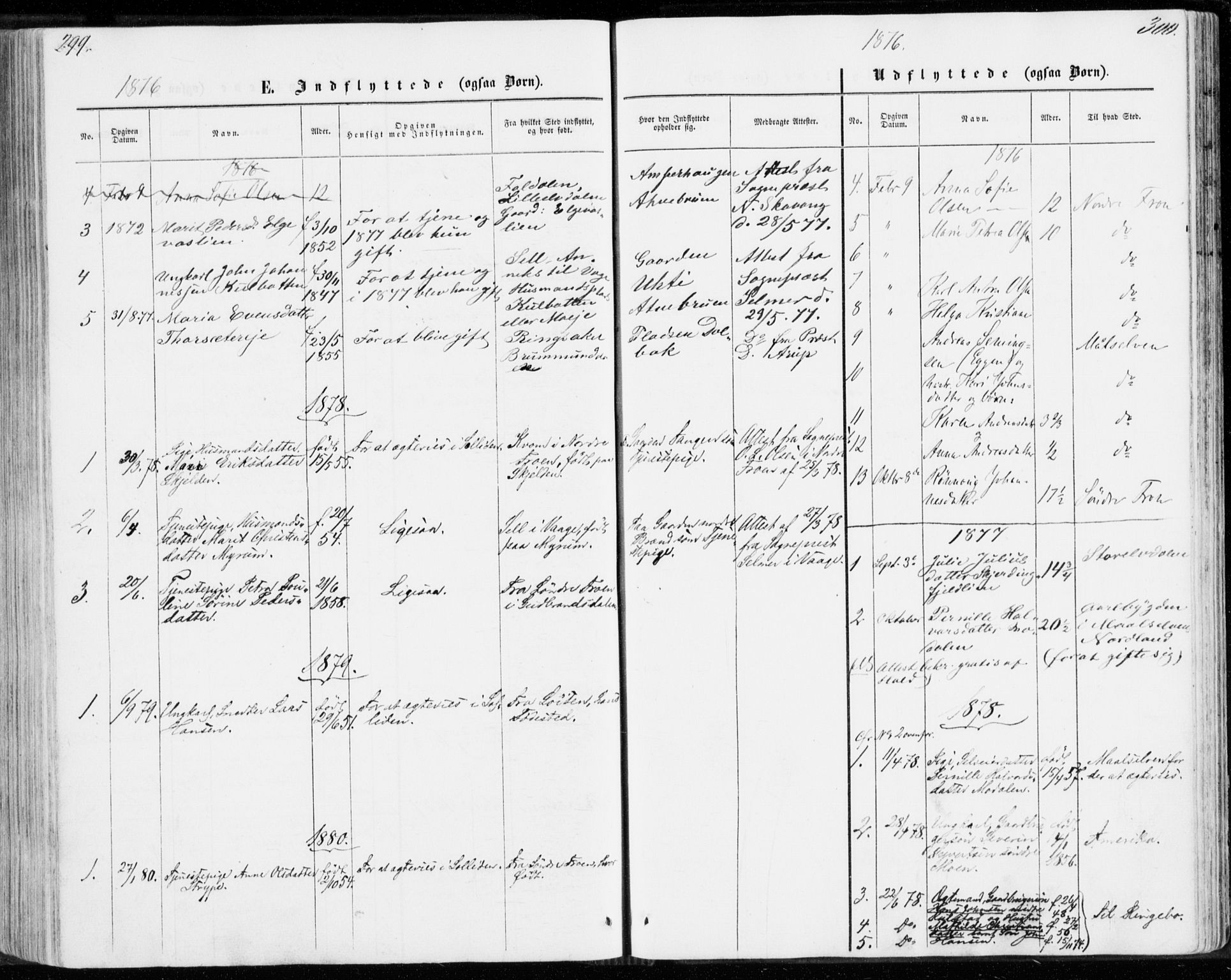 Sollia prestekontor, SAH/PREST-050/H/Ha/Haa/L0001: Parish register (official) no. 1, 1856-1885, p. 299-300