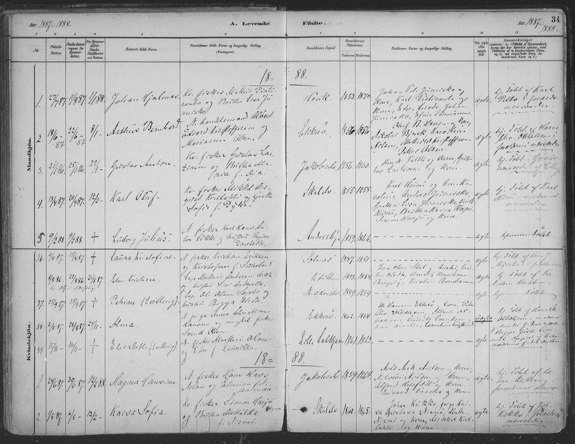 Vadsø sokneprestkontor, SATØ/S-1325/H/Ha/L0009kirke: Parish register (official) no. 9, 1881-1917, p. 34