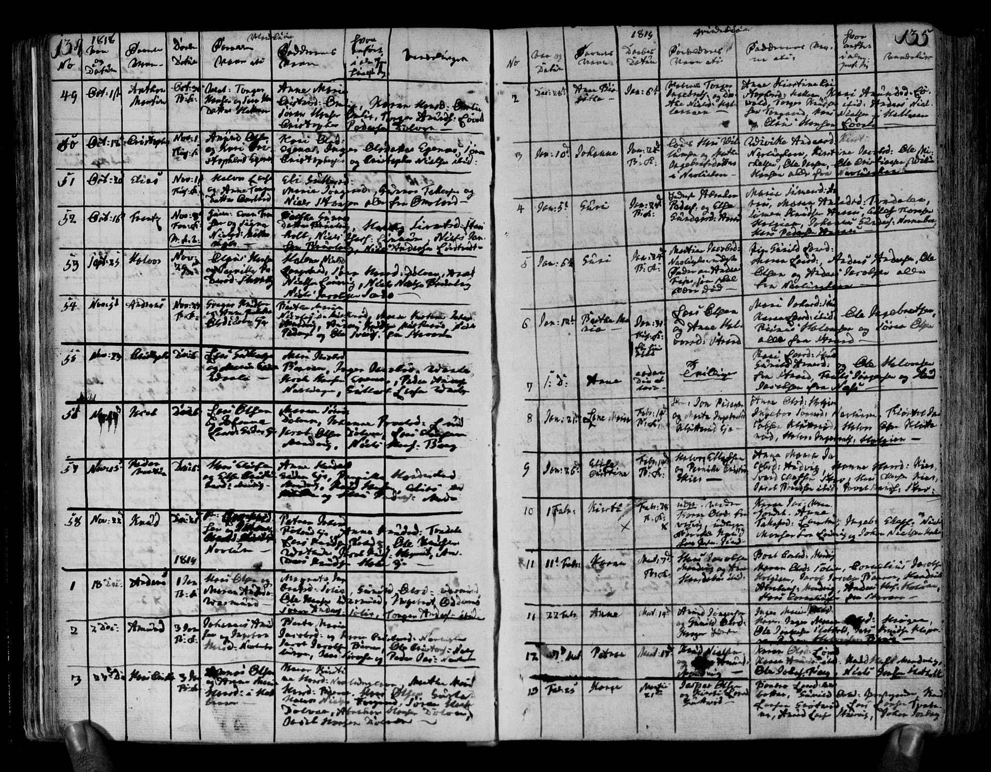 Brunlanes kirkebøker, AV/SAKO-A-342/F/Fa/L0002: Parish register (official) no. I 2, 1802-1834, p. 134-135