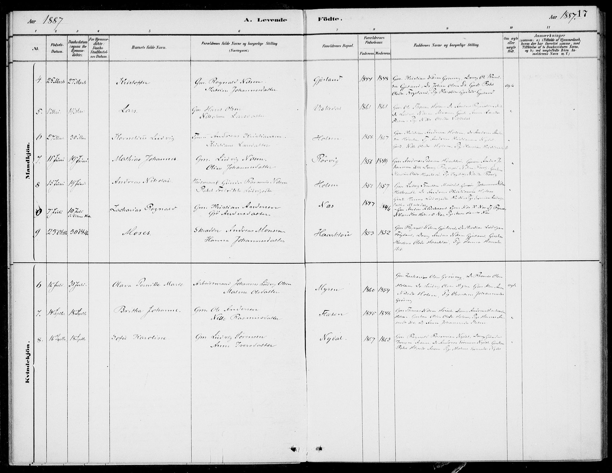 Førde sokneprestembete, AV/SAB-A-79901/H/Haa/Haac/L0001: Parish register (official) no. C  1, 1881-1920, p. 17