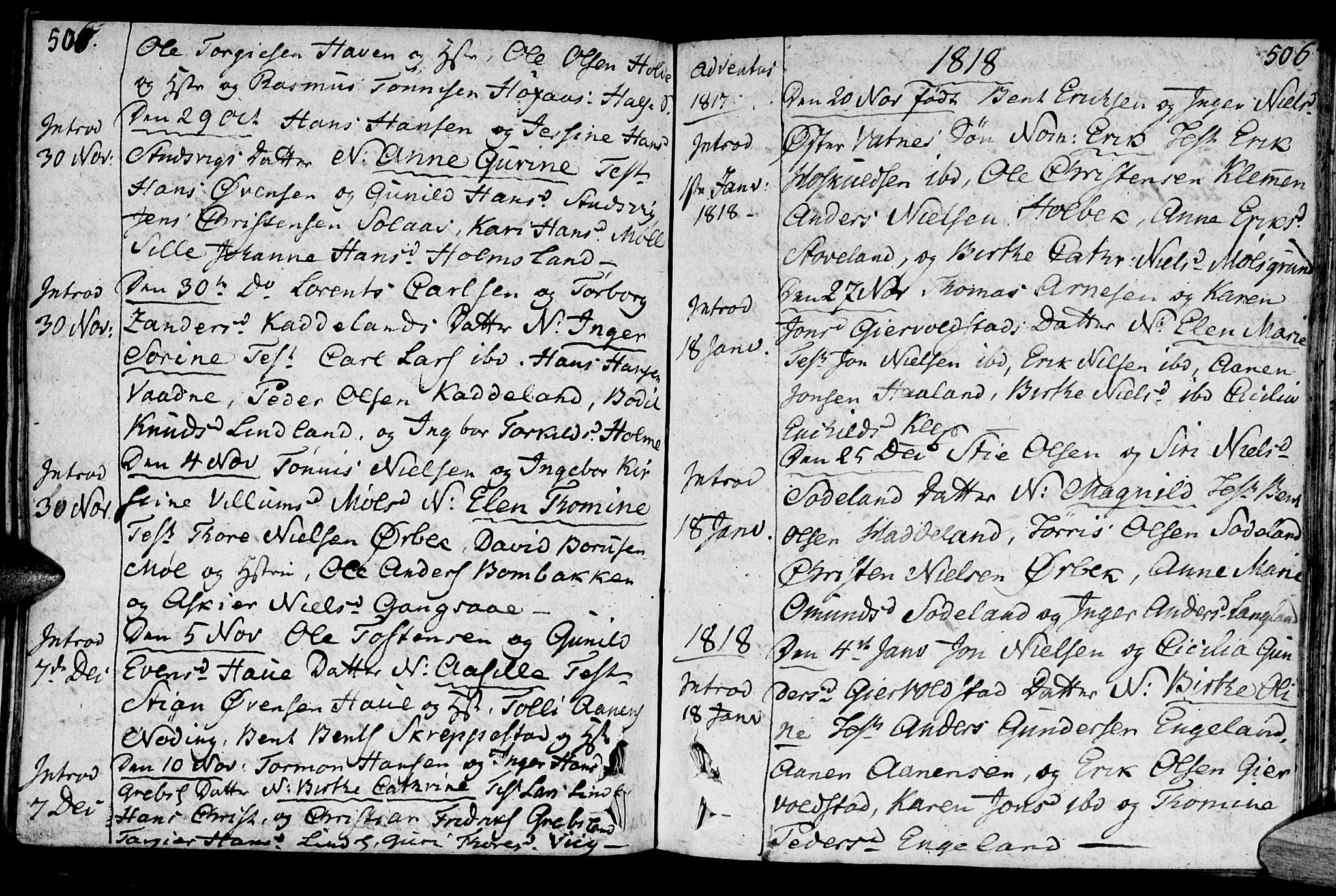 Holum sokneprestkontor, SAK/1111-0022/F/Fa/Faa/L0003: Parish register (official) no. A 3, 1780-1821, p. 505-506