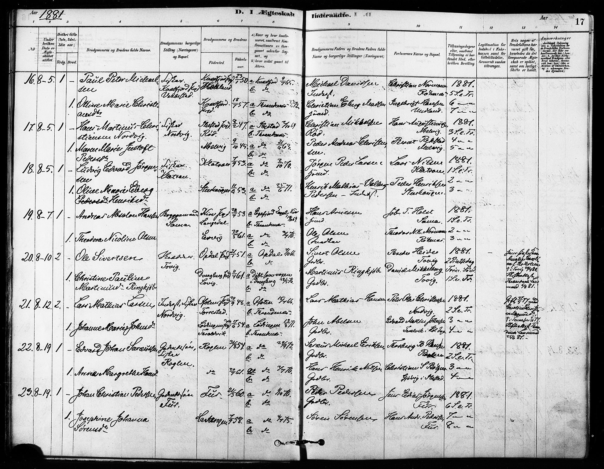 Trondenes sokneprestkontor, SATØ/S-1319/H/Ha/L0015kirke: Parish register (official) no. 15, 1878-1889, p. 17