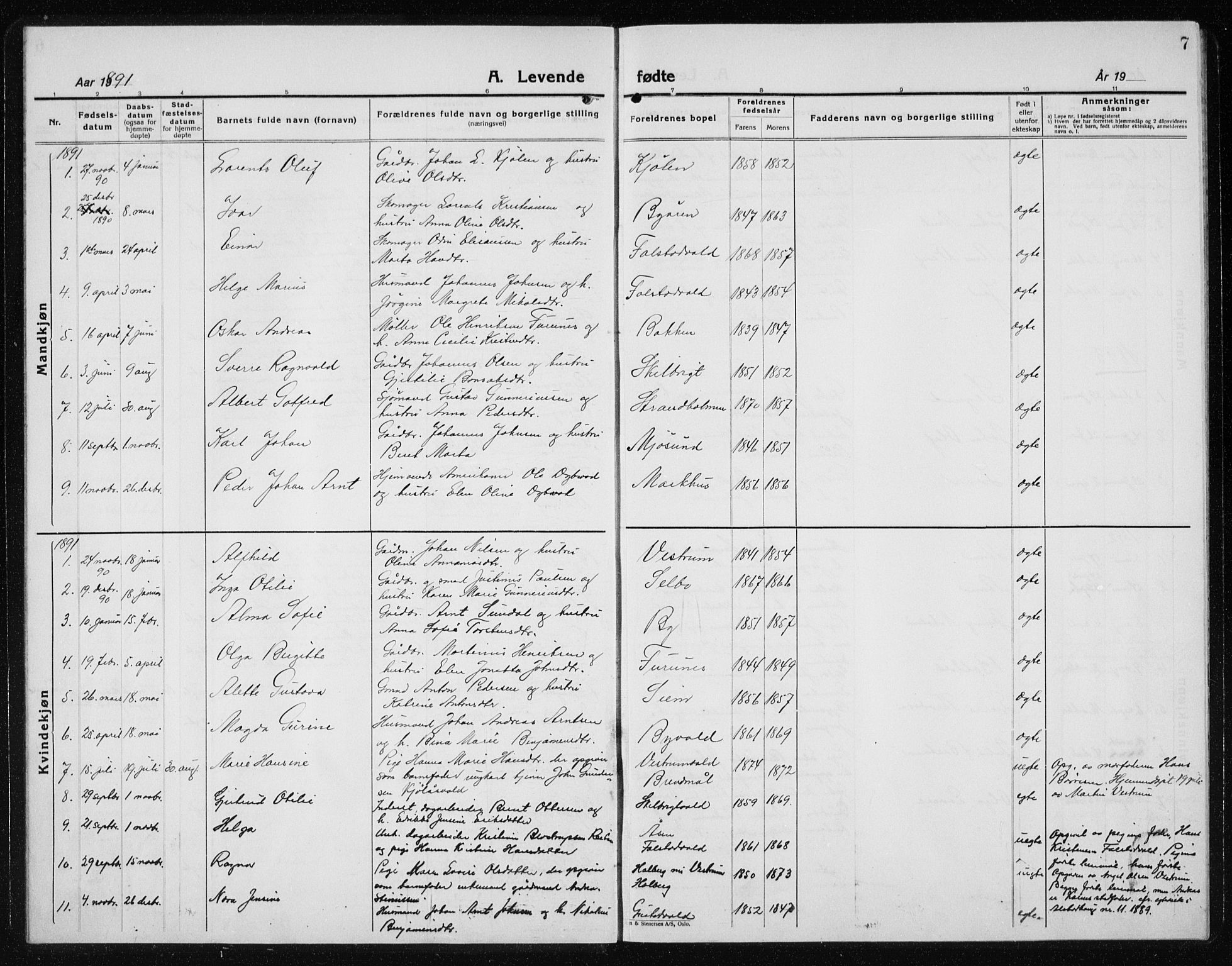 Ministerialprotokoller, klokkerbøker og fødselsregistre - Nord-Trøndelag, SAT/A-1458/719/L0180: Parish register (copy) no. 719C01, 1878-1940, p. 7