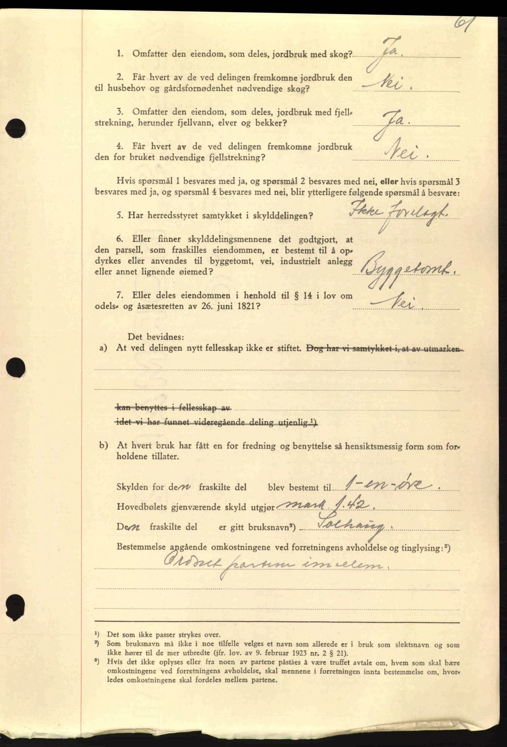 Nordmøre sorenskriveri, AV/SAT-A-4132/1/2/2Ca: Mortgage book no. A94, 1942-1943, Diary no: : 2815/1942