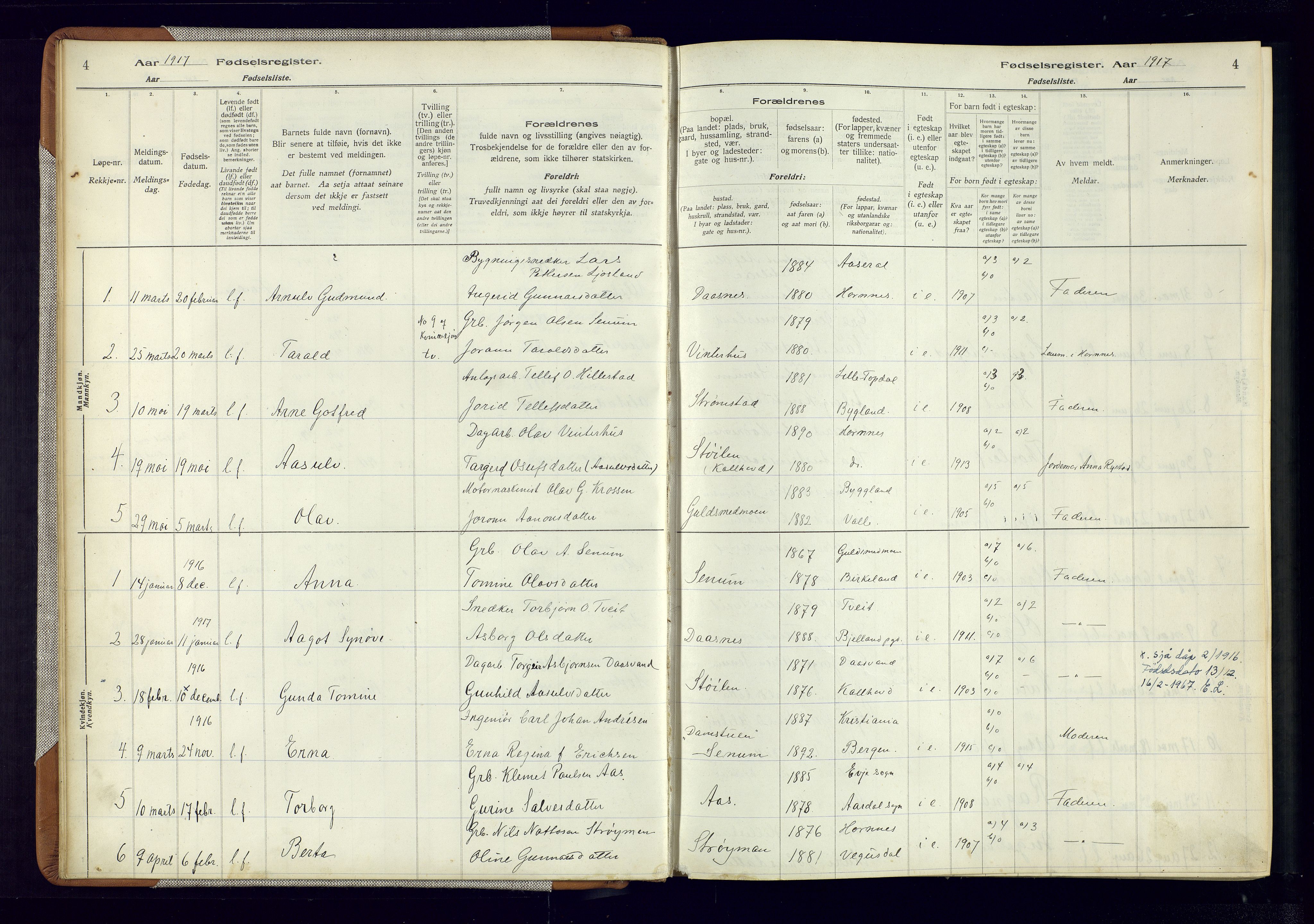 Evje sokneprestkontor, AV/SAK-1111-0008/J/Jc/L0006: Birth register no. 6, 1916-1982, p. 4