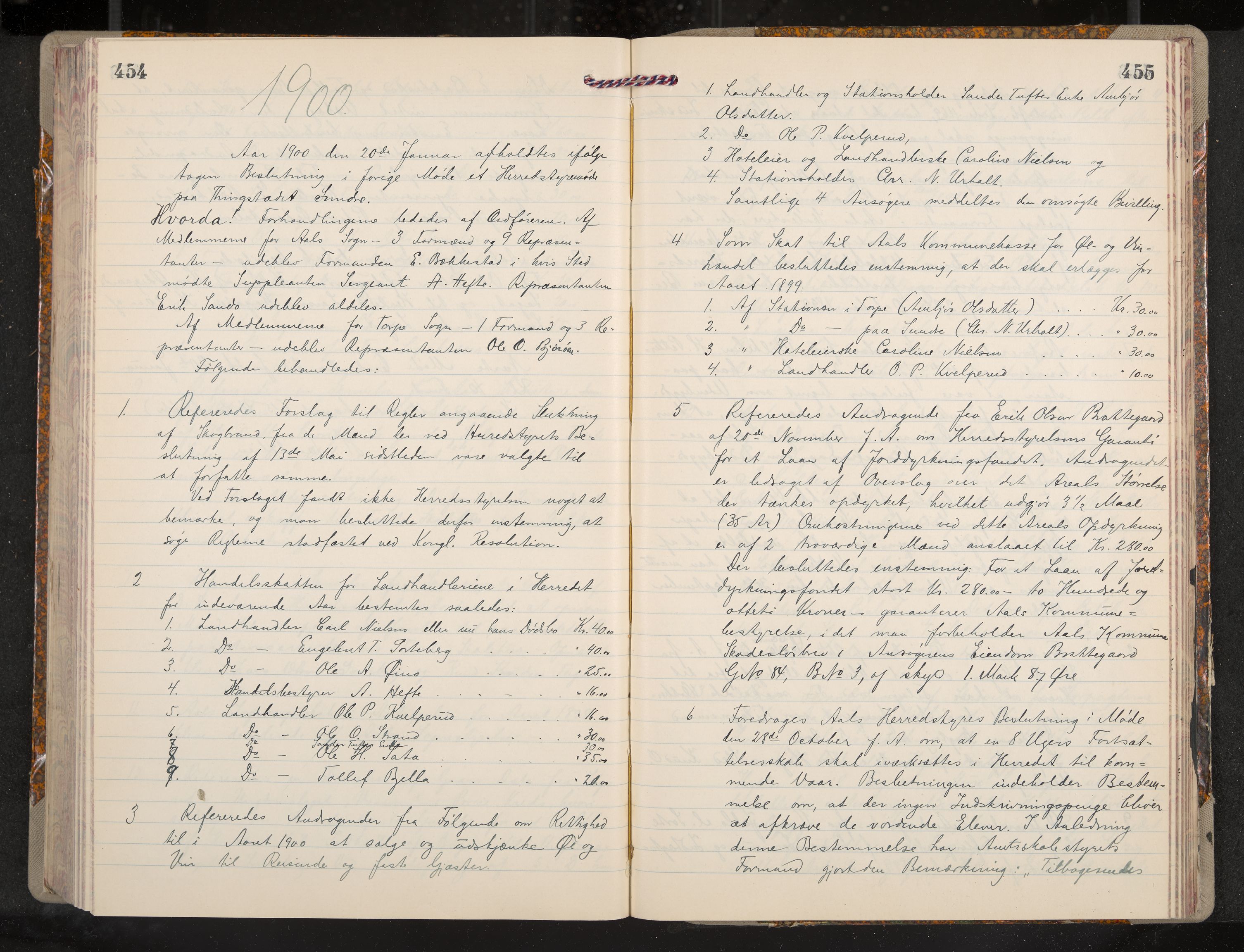 Ål formannskap og sentraladministrasjon, IKAK/0619021/A/Aa/L0004: Utskrift av møtebok, 1881-1901, p. 454-455