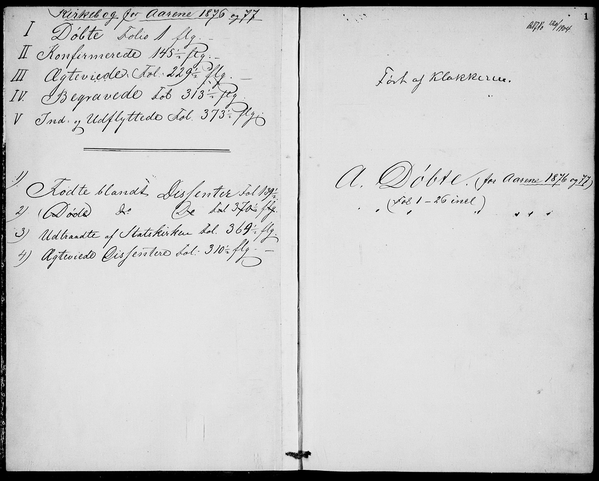 Bamble kirkebøker, SAKO/A-253/G/Ga/L0007: Parish register (copy) no. I 7, 1876-1877, p. 1