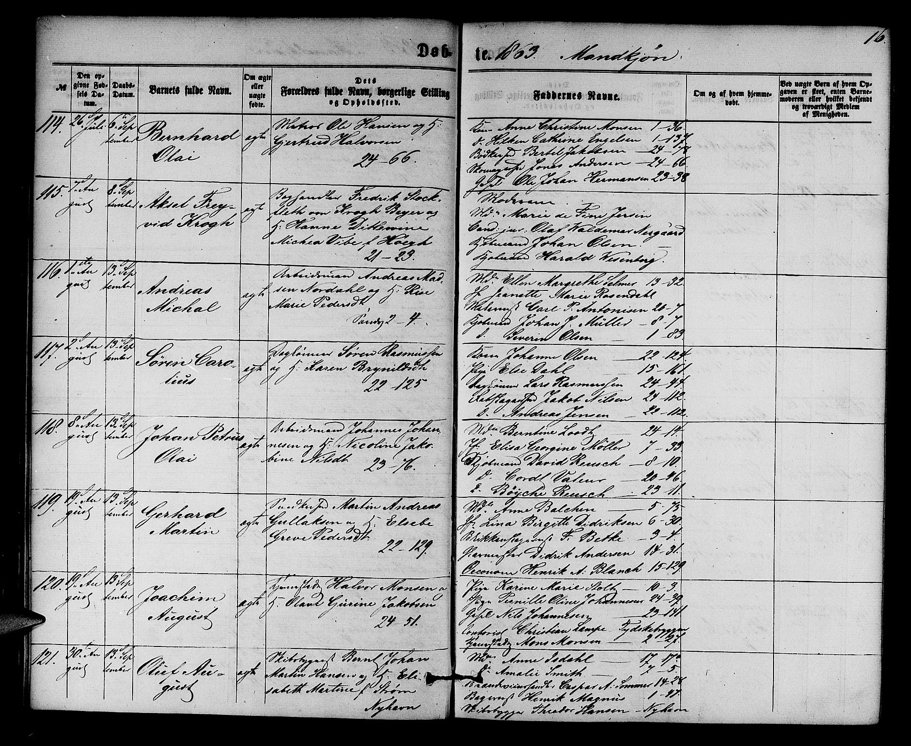 Korskirken sokneprestembete, SAB/A-76101/H/Hab: Parish register (copy) no. B 5, 1863-1868, p. 16
