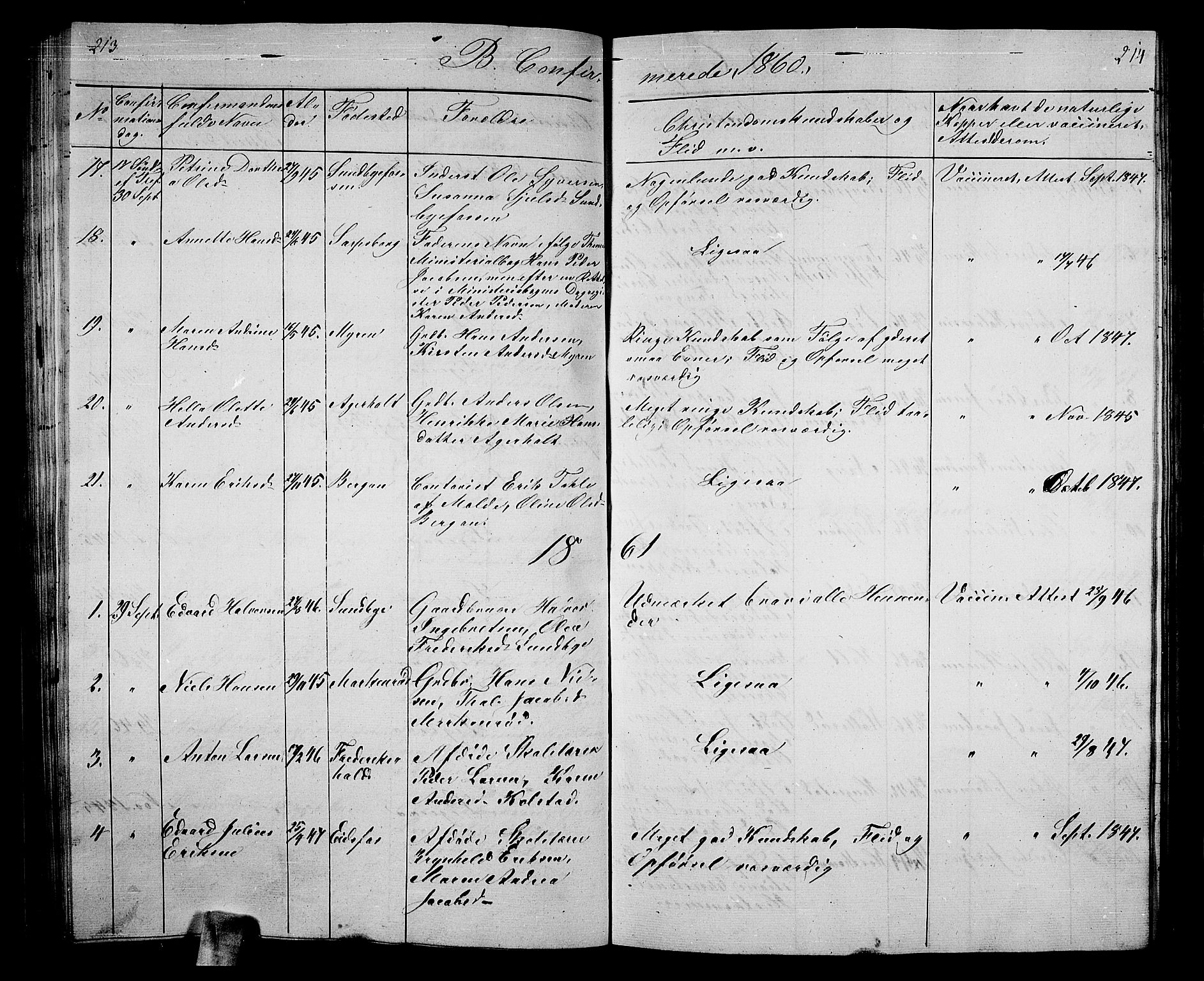 Hof kirkebøker, SAKO/A-64/G/Ga/L0002: Parish register (copy) no. I 2, 1859-1873, p. 213-214