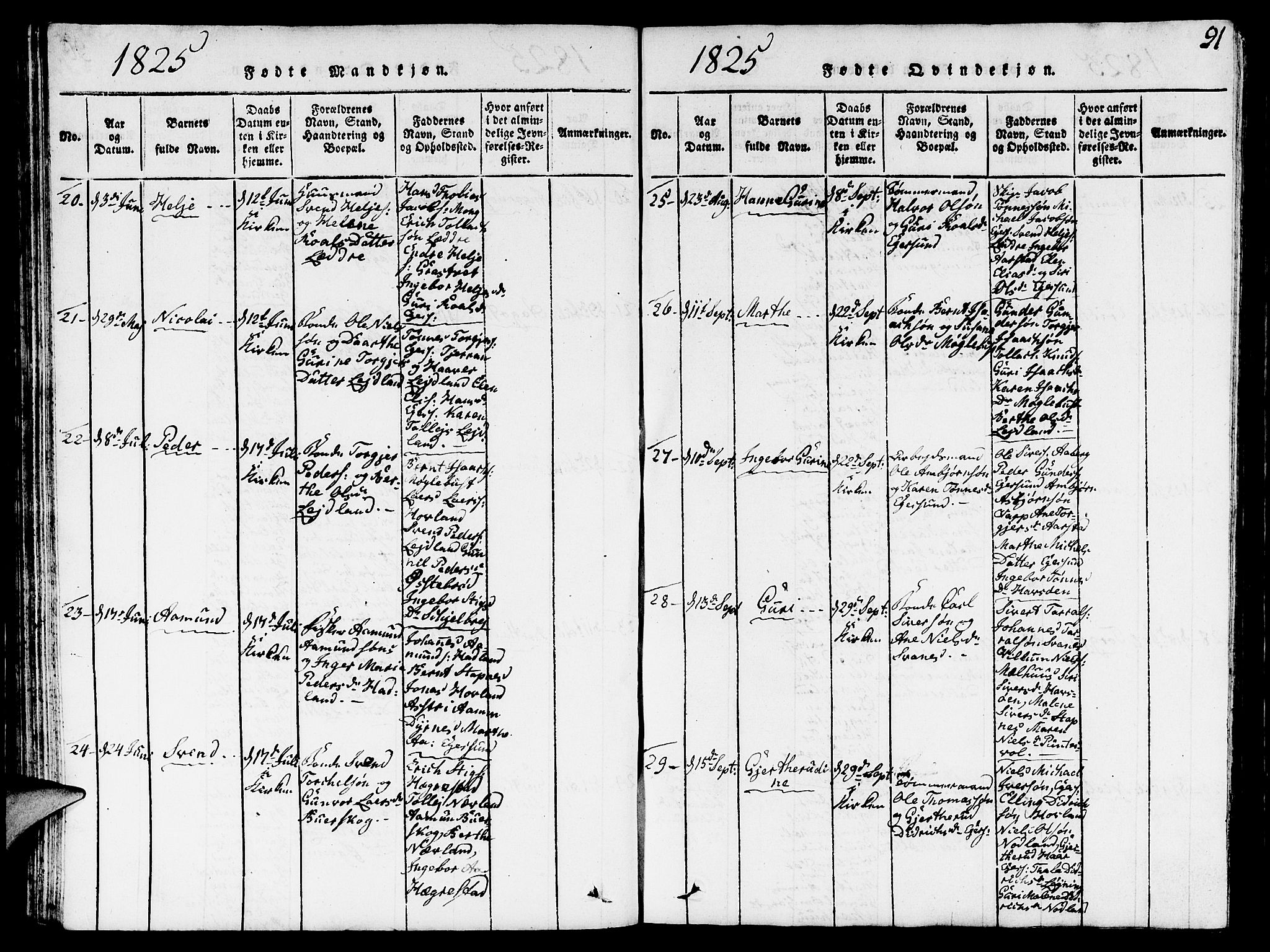 Eigersund sokneprestkontor, AV/SAST-A-101807/S09/L0001: Parish register (copy) no. B 1, 1815-1827, p. 91