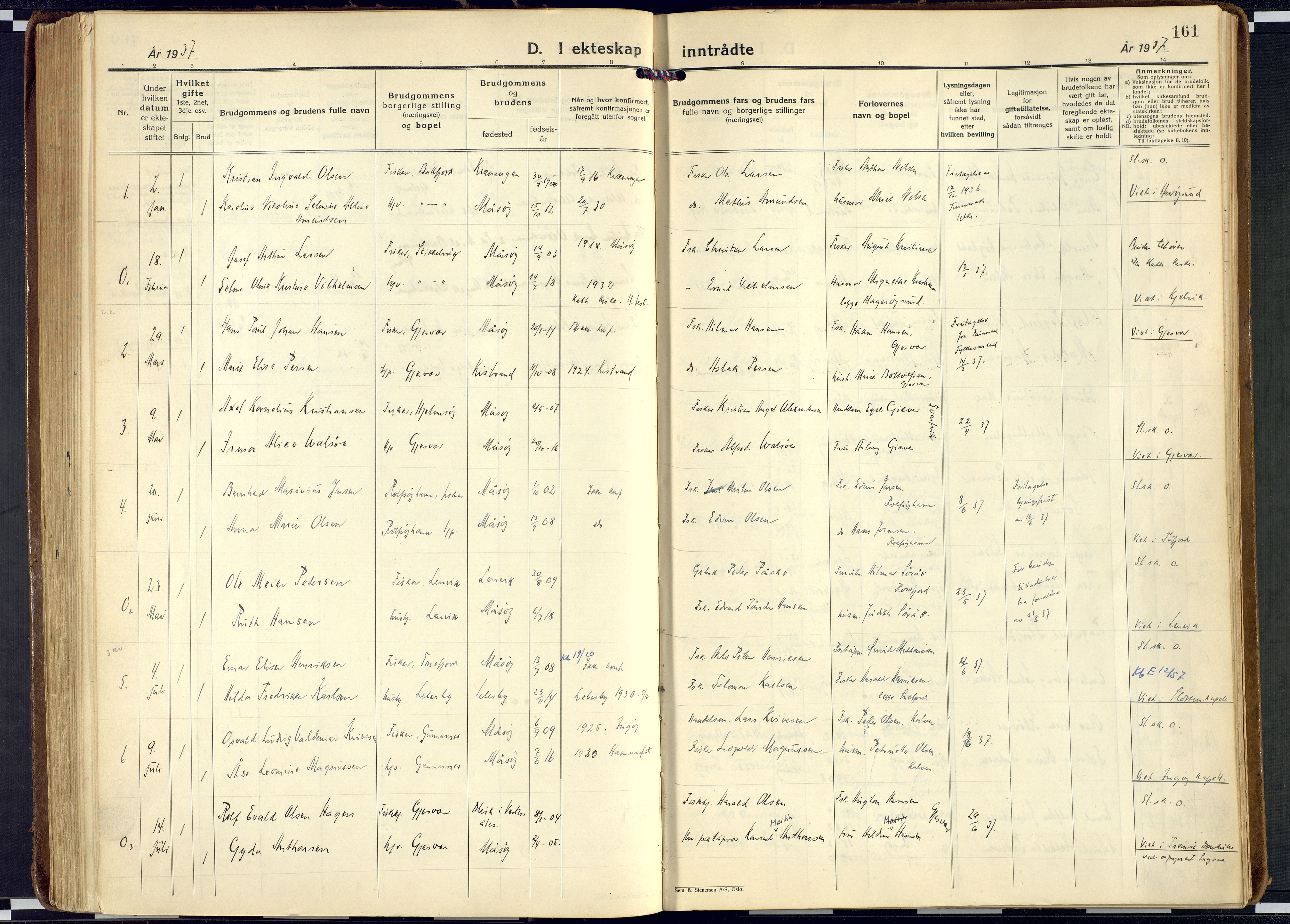 Måsøy sokneprestkontor, AV/SATØ-S-1348/H/Ha/L0011kirke: Parish register (official) no. 11, 1933-1947, p. 161