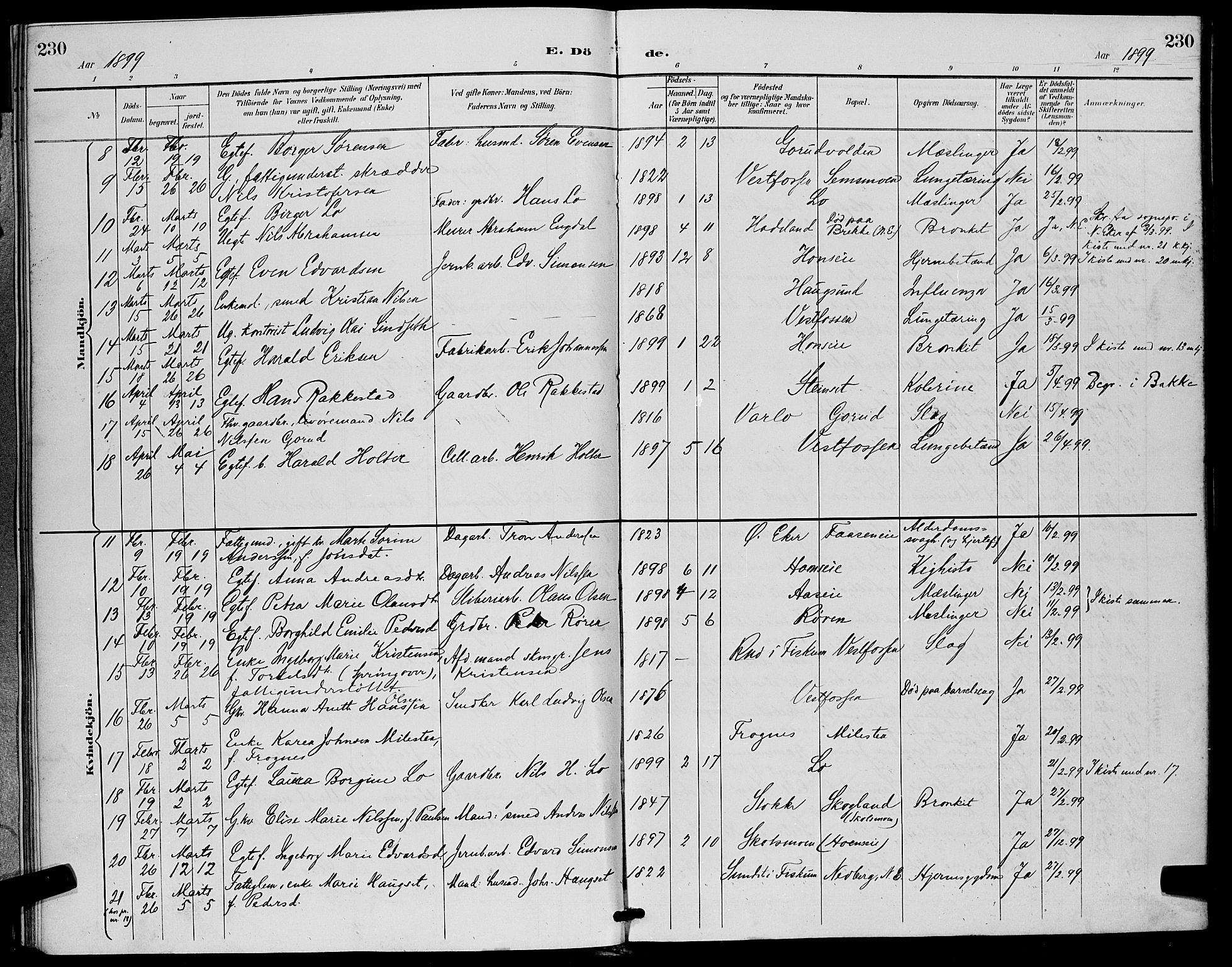 Eiker kirkebøker, AV/SAKO-A-4/G/Ga/L0007: Parish register (copy) no. I 7, 1893-1902, p. 230