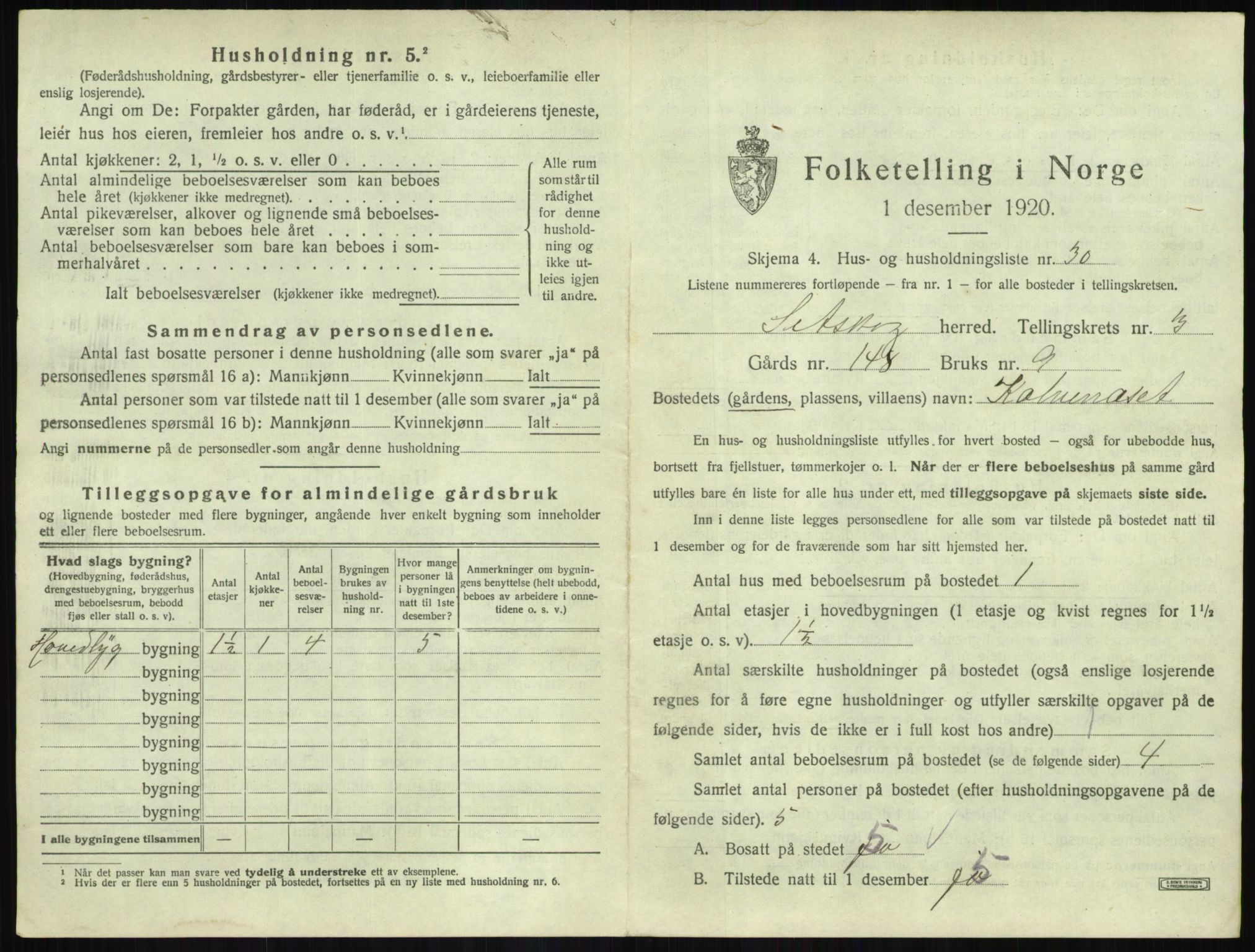 SAO, 1920 census for Setskog, 1920, p. 290