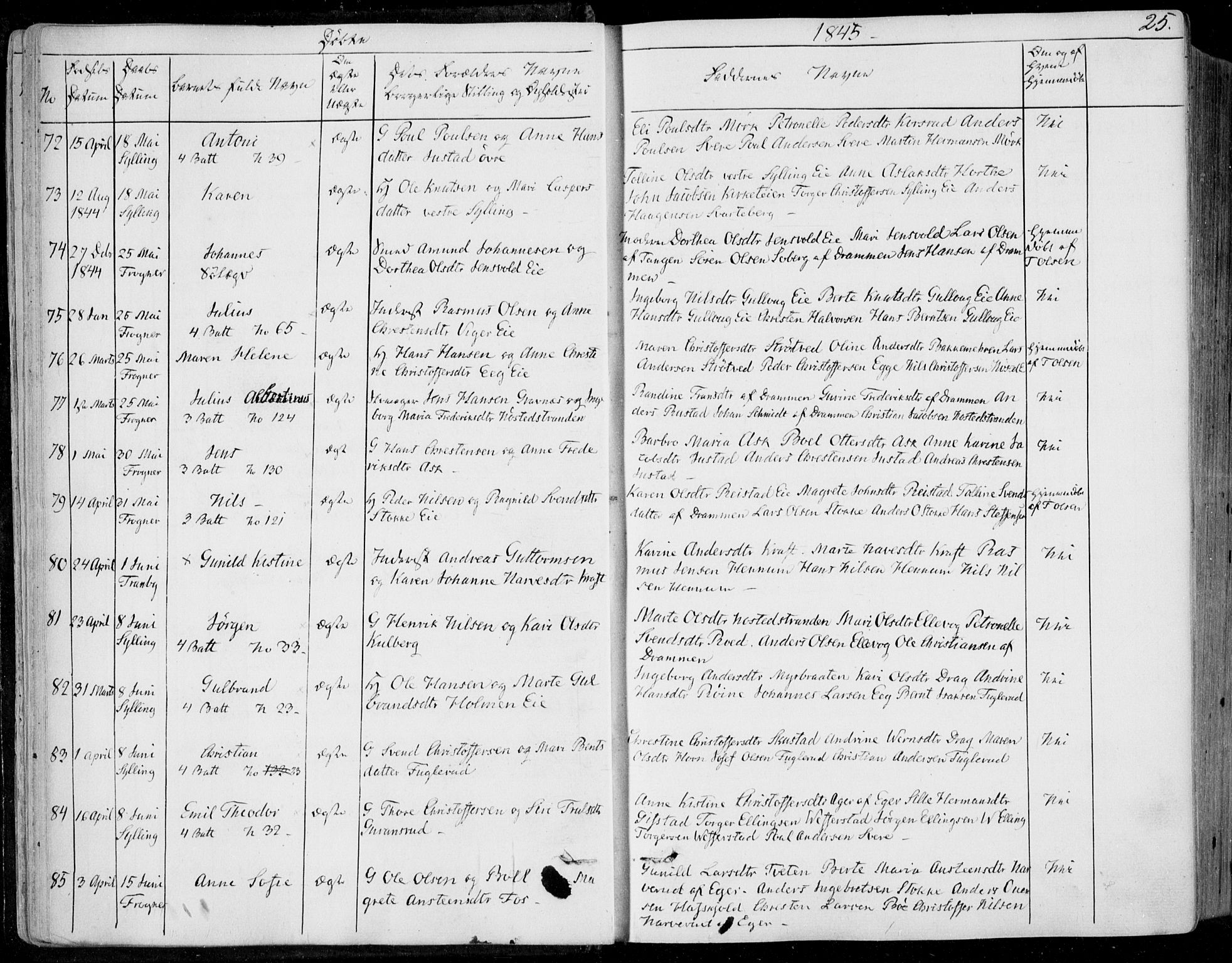 Lier kirkebøker, SAKO/A-230/F/Fa/L0011: Parish register (official) no. I 11, 1843-1854, p. 25
