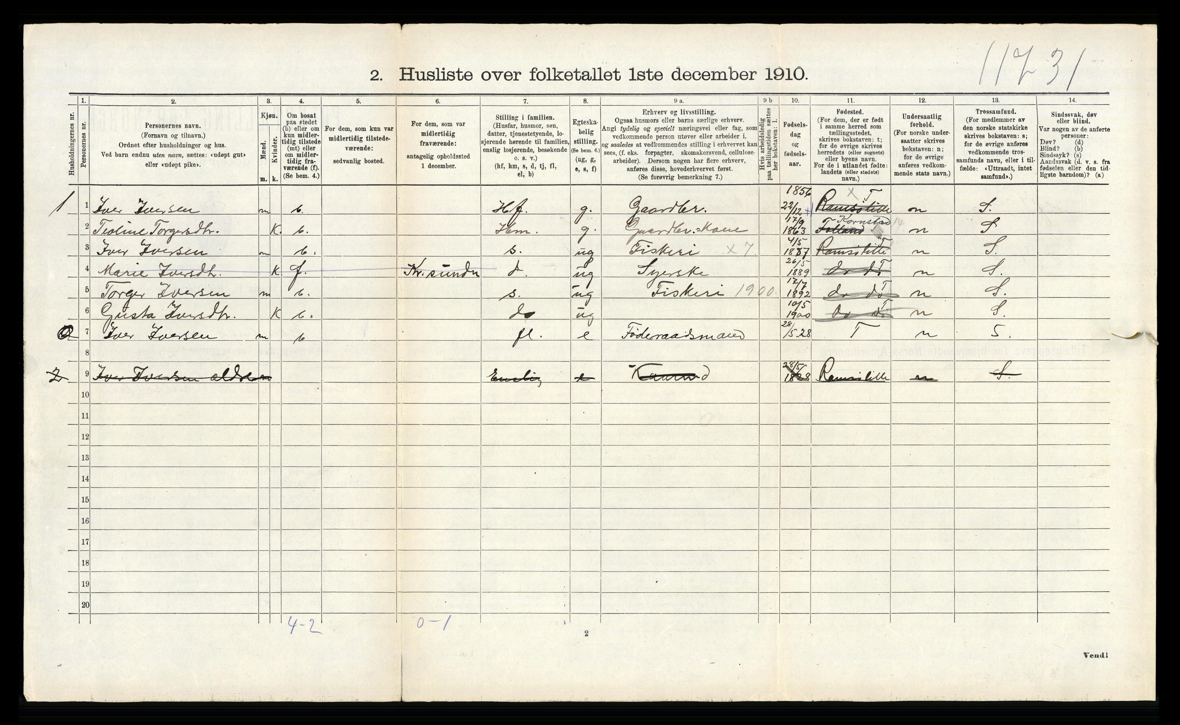 RA, 1910 census for Bremsnes, 1910, p. 857