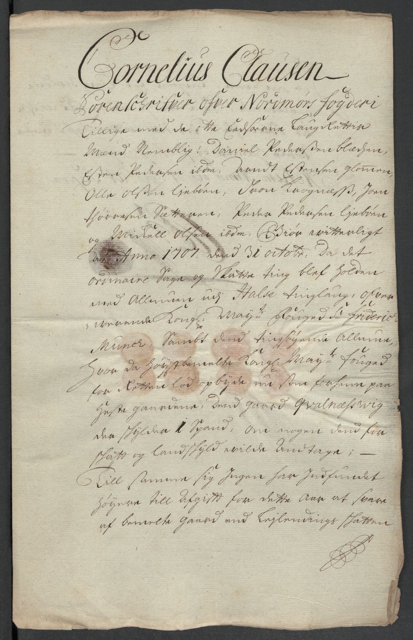 Rentekammeret inntil 1814, Reviderte regnskaper, Fogderegnskap, AV/RA-EA-4092/R56/L3742: Fogderegnskap Nordmøre, 1706-1707, p. 310