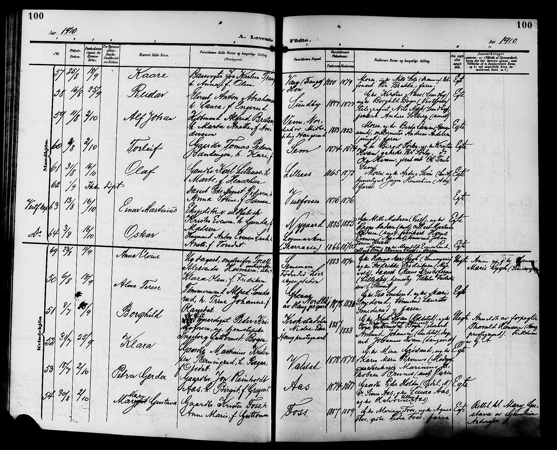 Eiker kirkebøker, AV/SAKO-A-4/G/Ga/L0008: Parish register (copy) no. I 8, 1903-1914, p. 100