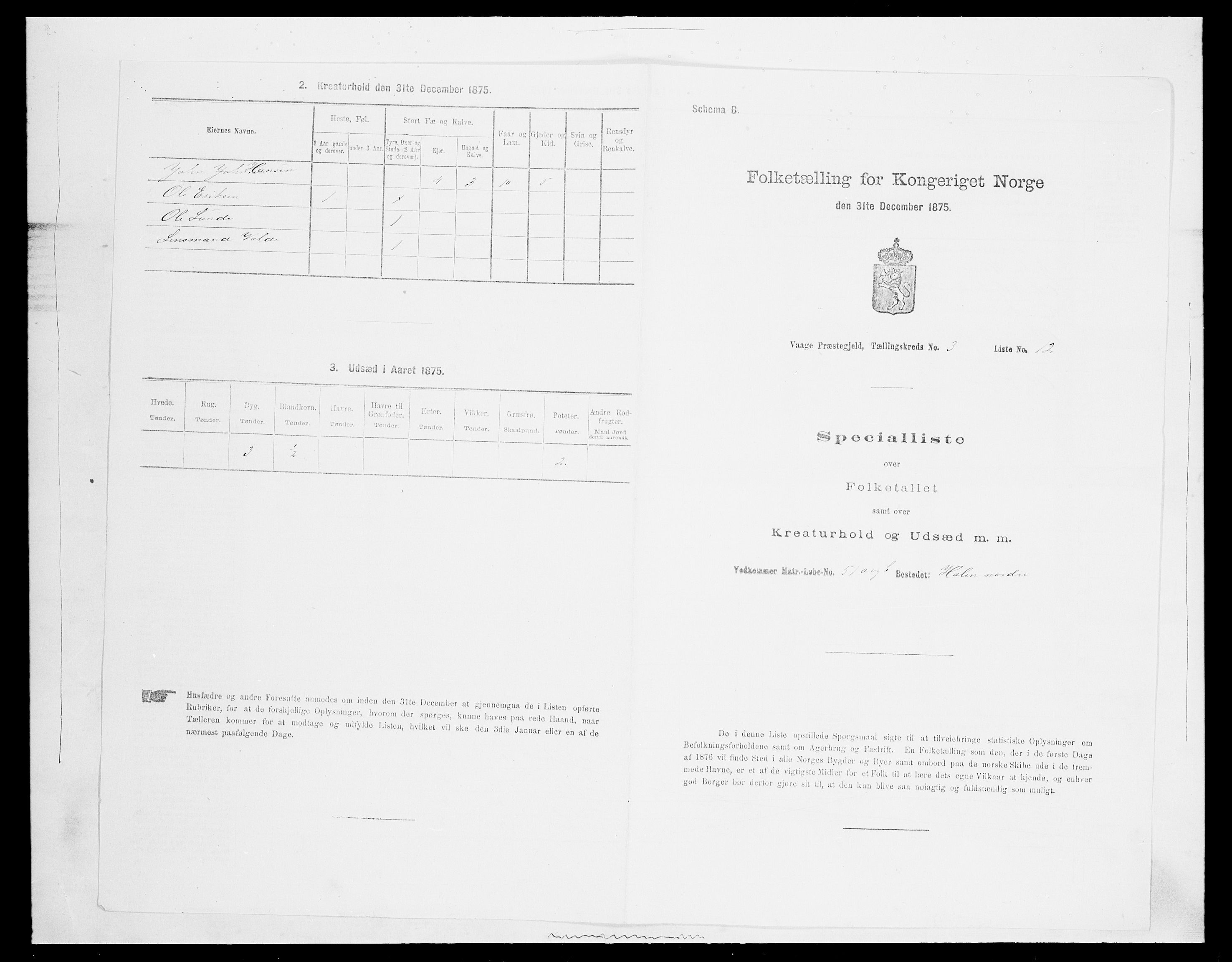 SAH, 1875 census for 0515P Vågå, 1875, p. 572