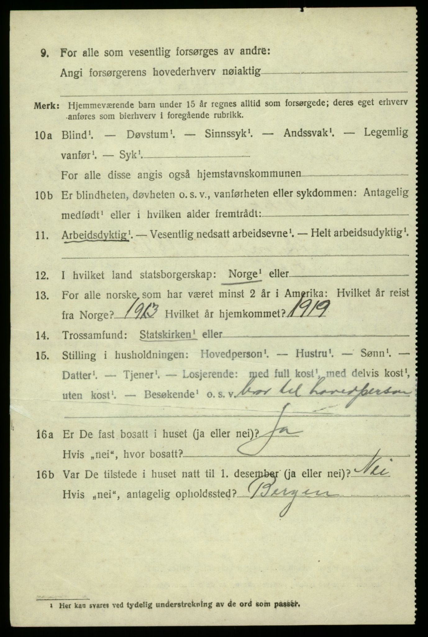 SAB, 1920 census for Fjell, 1920, p. 2949