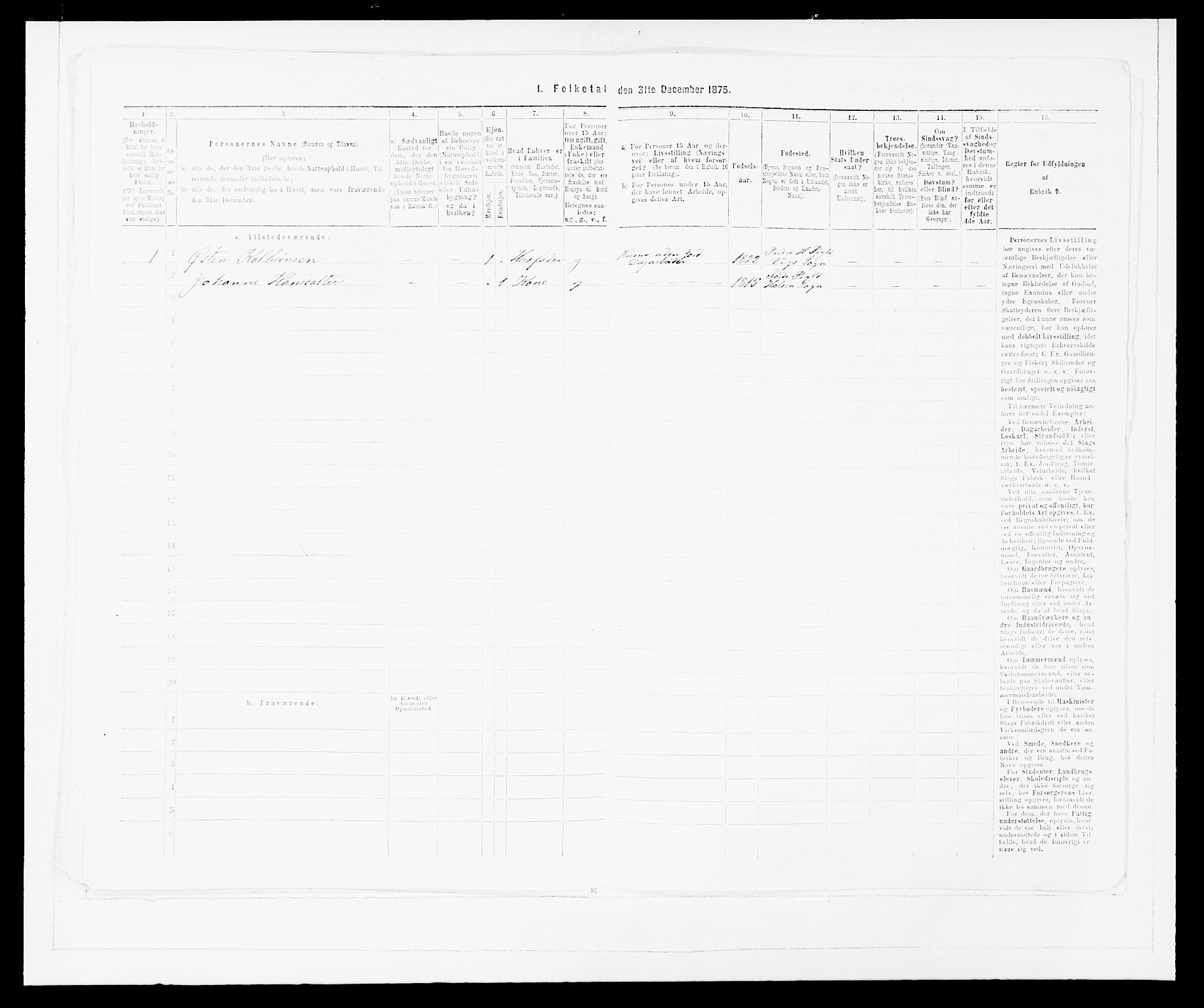 SAB, 1875 census for 1429P Ytre Holmedal, 1875, p. 696