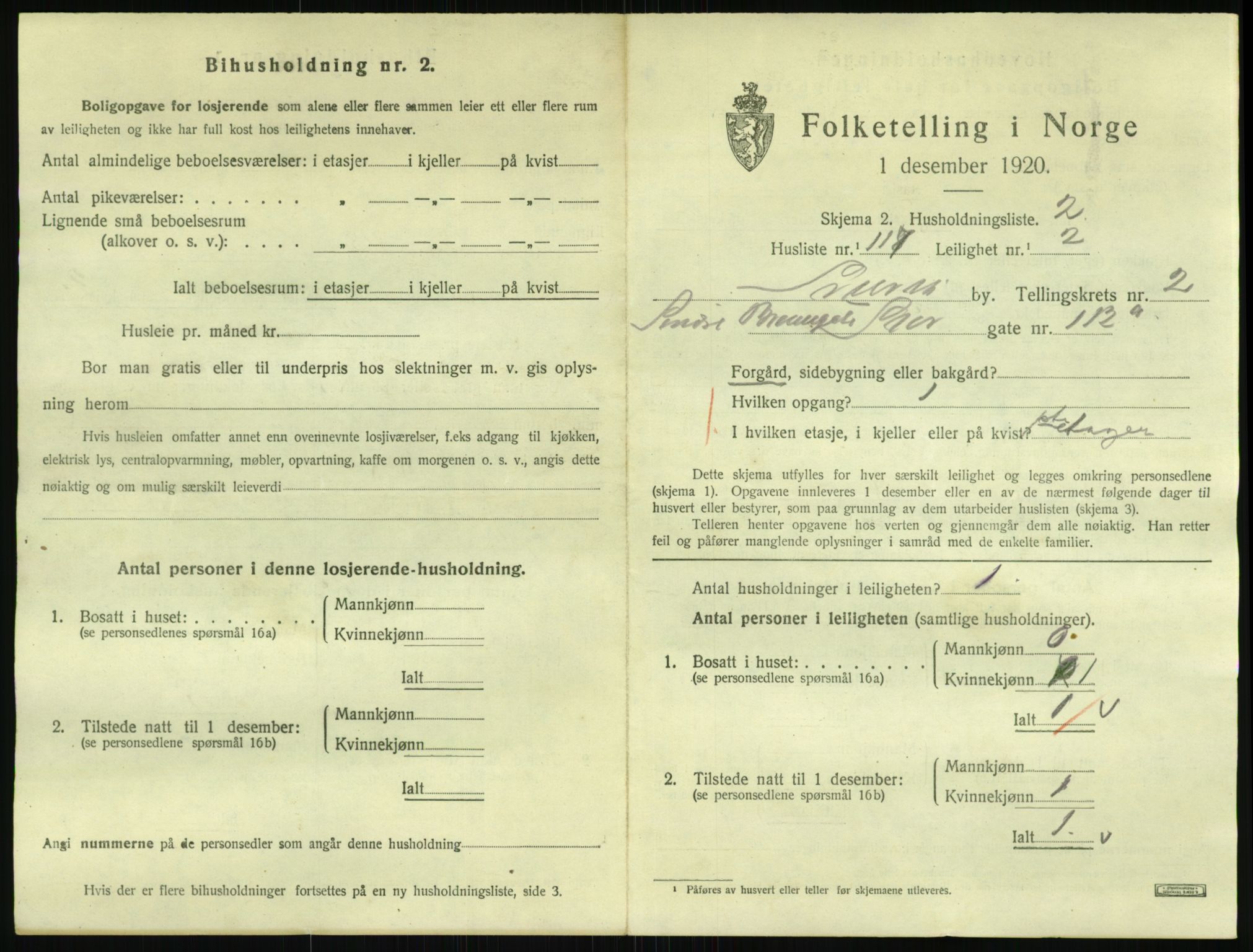 SAKO, 1920 census for Svelvik, 1920, p. 1175