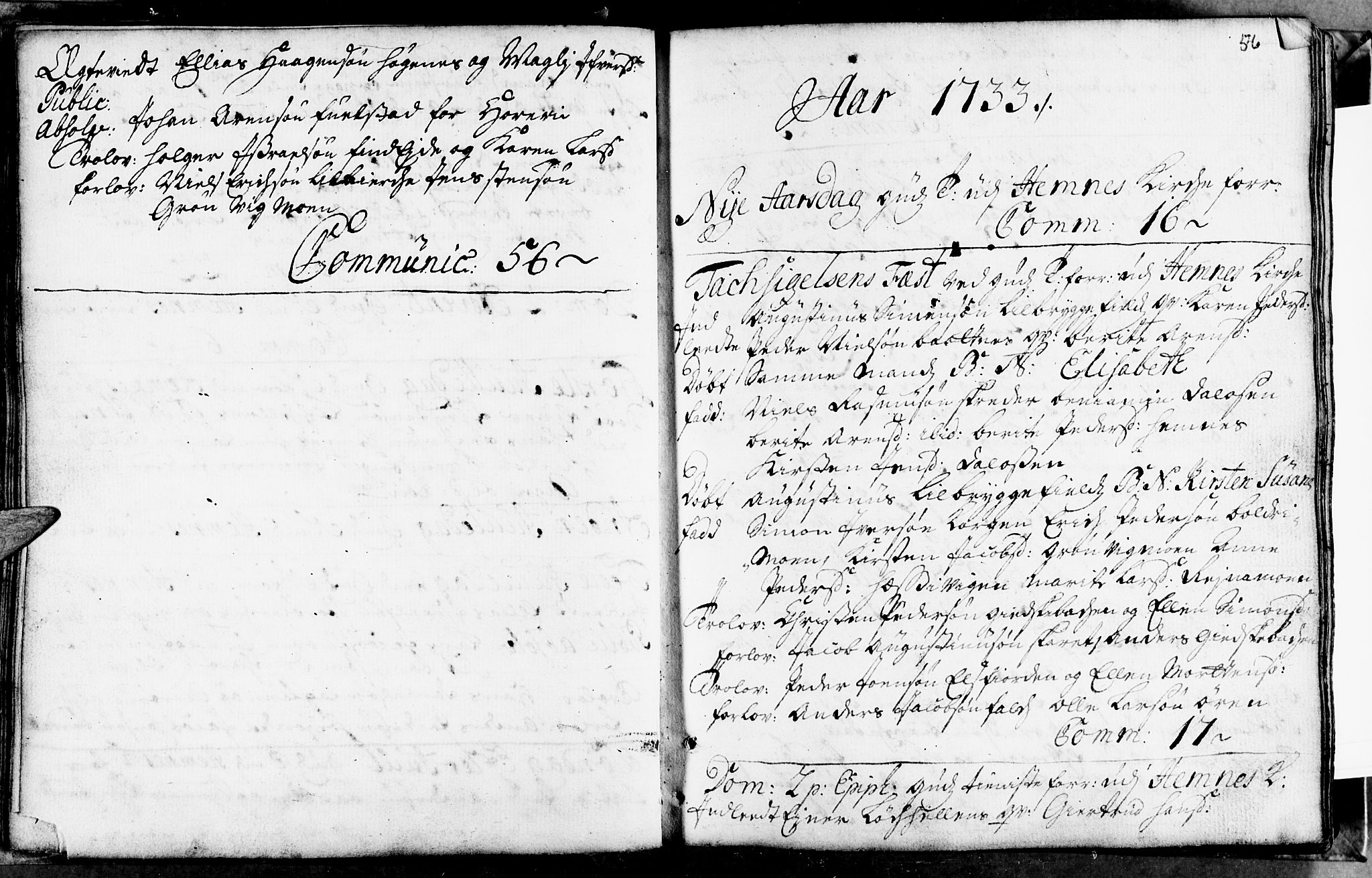 Ministerialprotokoller, klokkerbøker og fødselsregistre - Nordland, SAT/A-1459/825/L0346: Parish register (official) no. 825A02, 1729-1748, p. 56