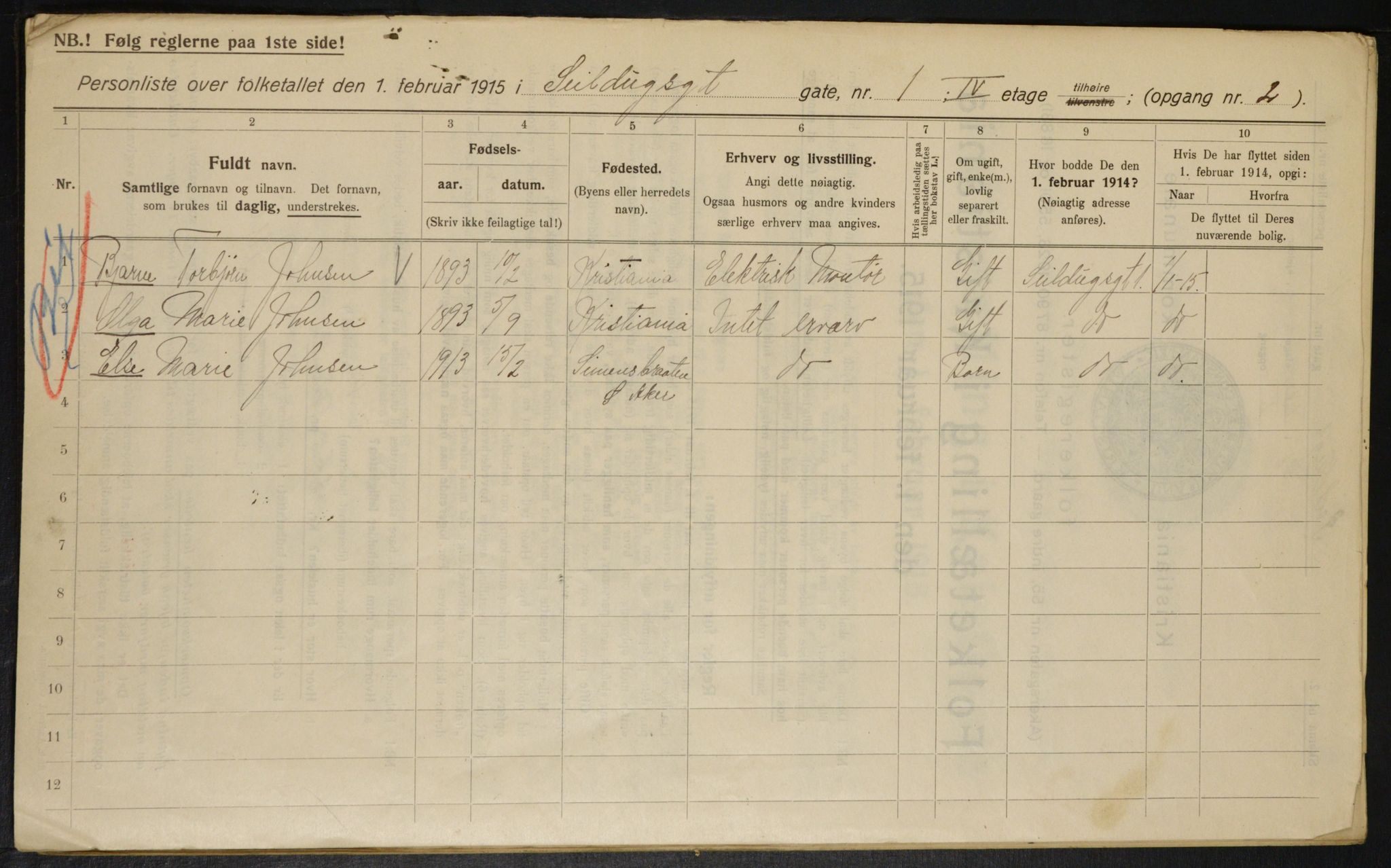 OBA, Municipal Census 1915 for Kristiania, 1915, p. 93591