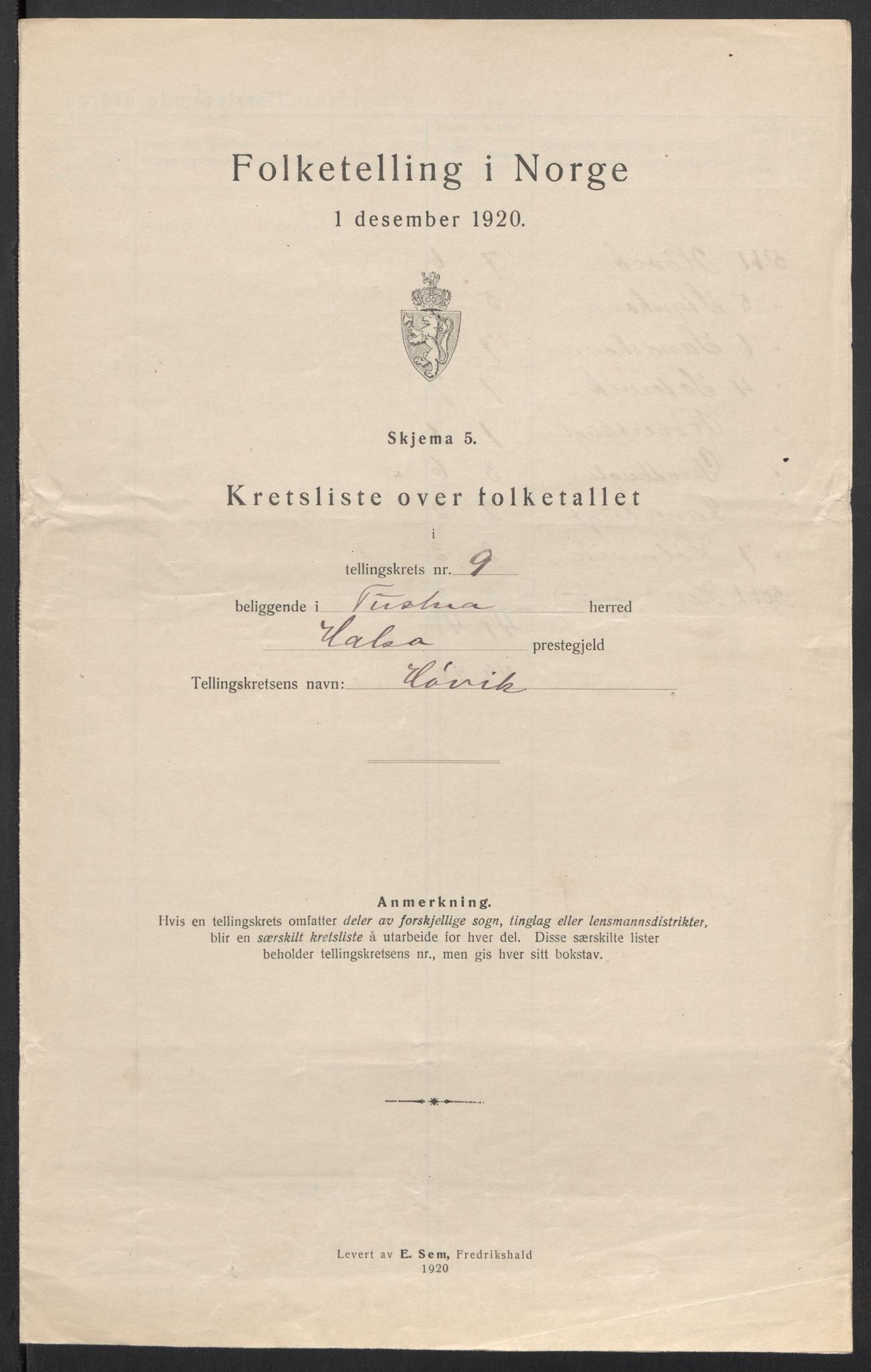 SAT, 1920 census for Tustna, 1920, p. 30