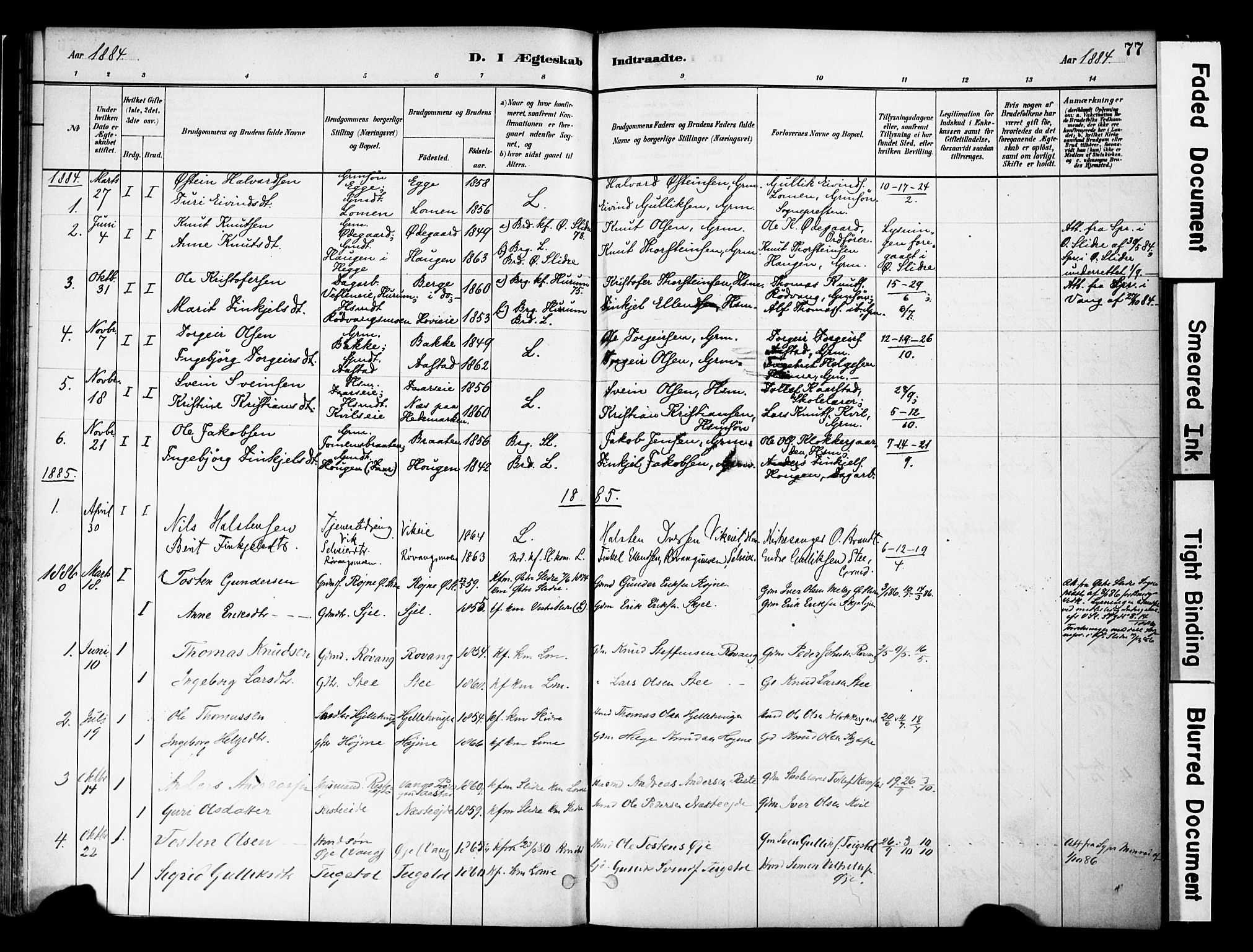 Vestre Slidre prestekontor, SAH/PREST-136/H/Ha/Haa/L0005: Parish register (official) no. 5, 1881-1912, p. 77