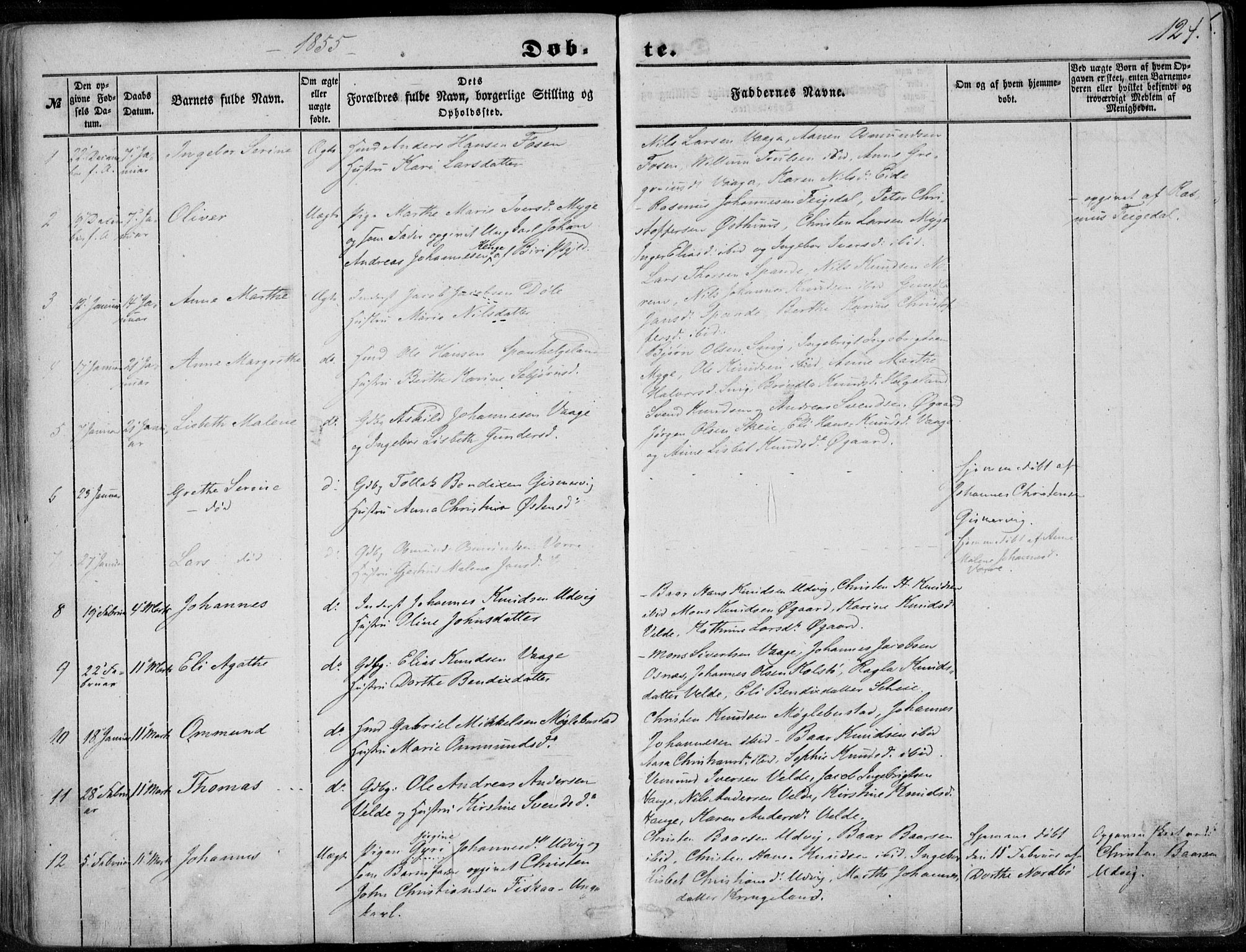 Avaldsnes sokneprestkontor, SAST/A -101851/H/Ha/Haa/L0008: Parish register (official) no. A 8, 1847-1857, p. 124