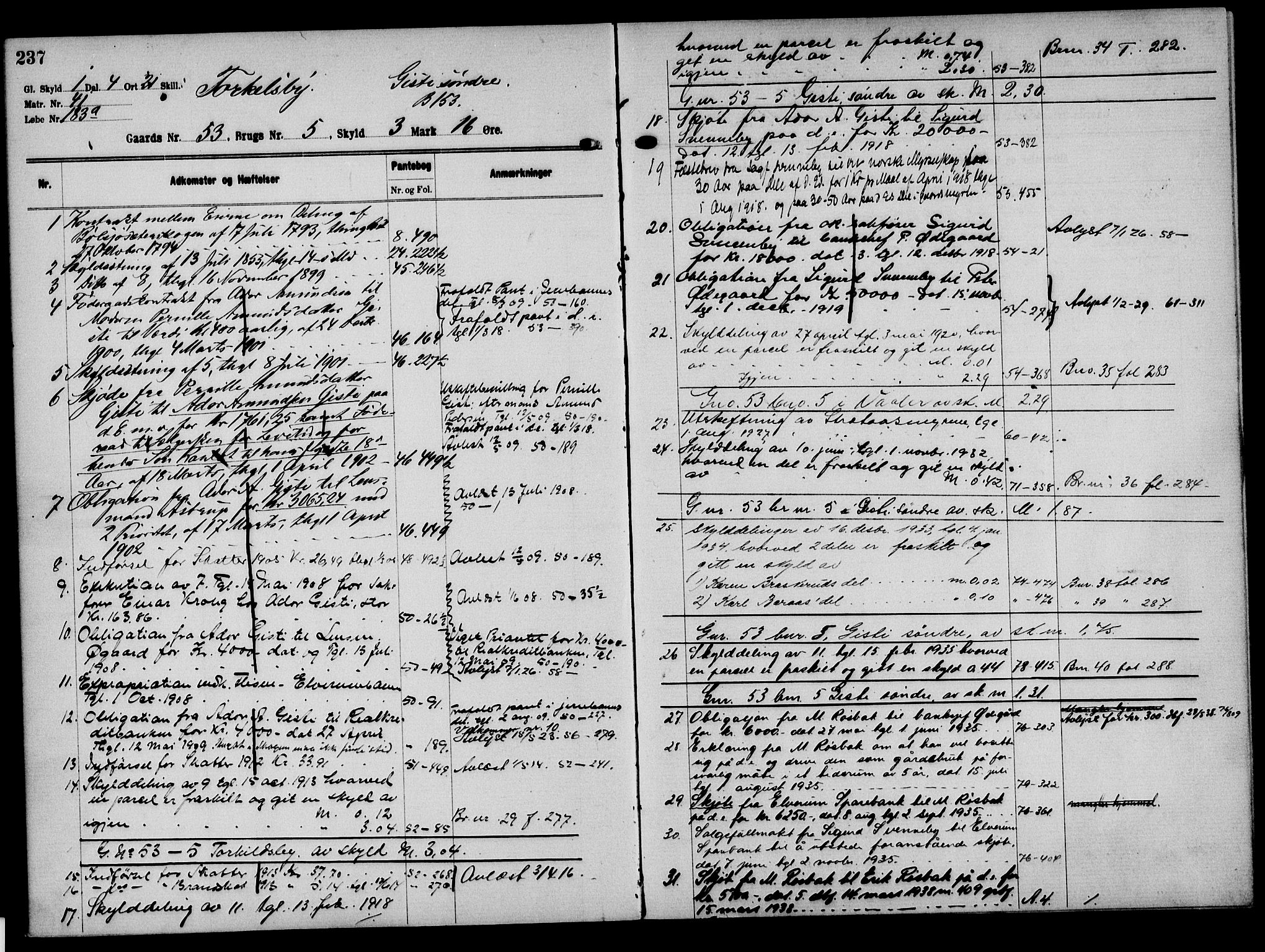 Solør tingrett, AV/SAH-TING-008/H/Ha/Hak/L0004: Mortgage register no. IV, 1900-1935, p. 237