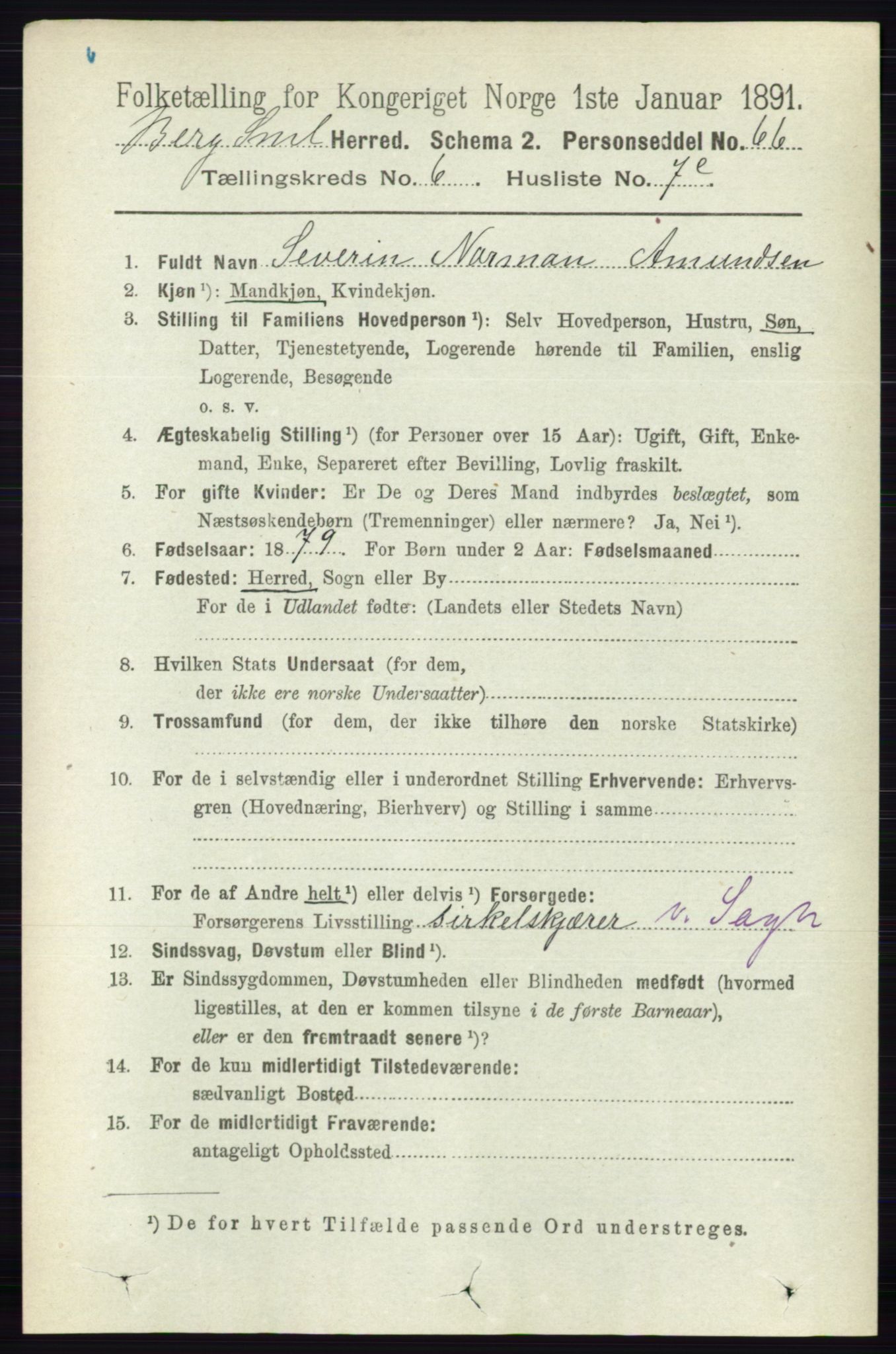 RA, 1891 census for 0116 Berg, 1891, p. 3937