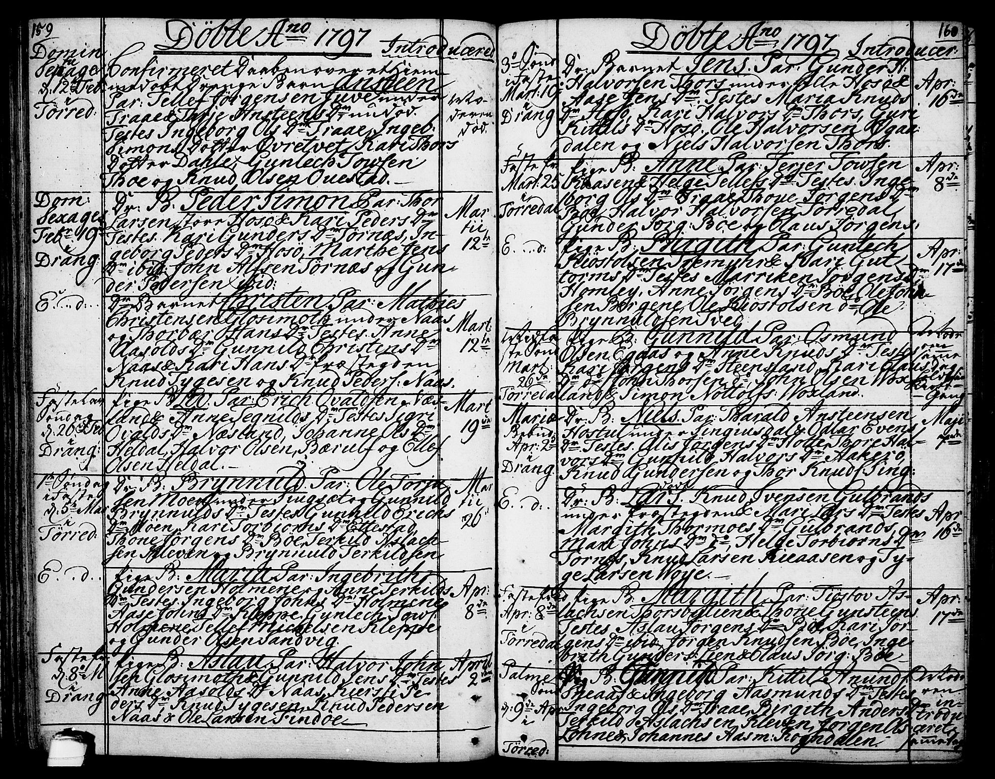 Drangedal kirkebøker, SAKO/A-258/F/Fa/L0003: Parish register (official) no. 3, 1768-1814, p. 159-160