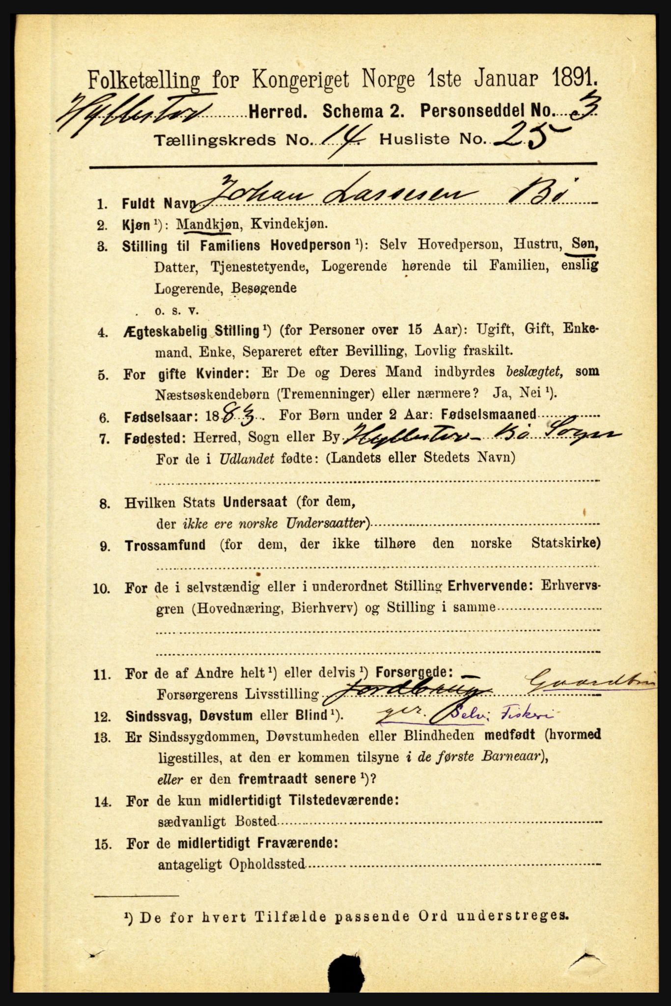 RA, 1891 census for 1413 Hyllestad, 1891, p. 2669