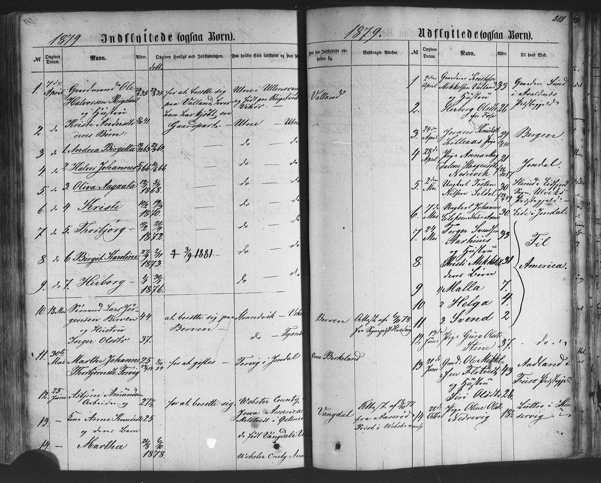Kvam sokneprestembete, SAB/A-76201/H/Haa: Parish register (official) no. A 9, 1864-1879, p. 381