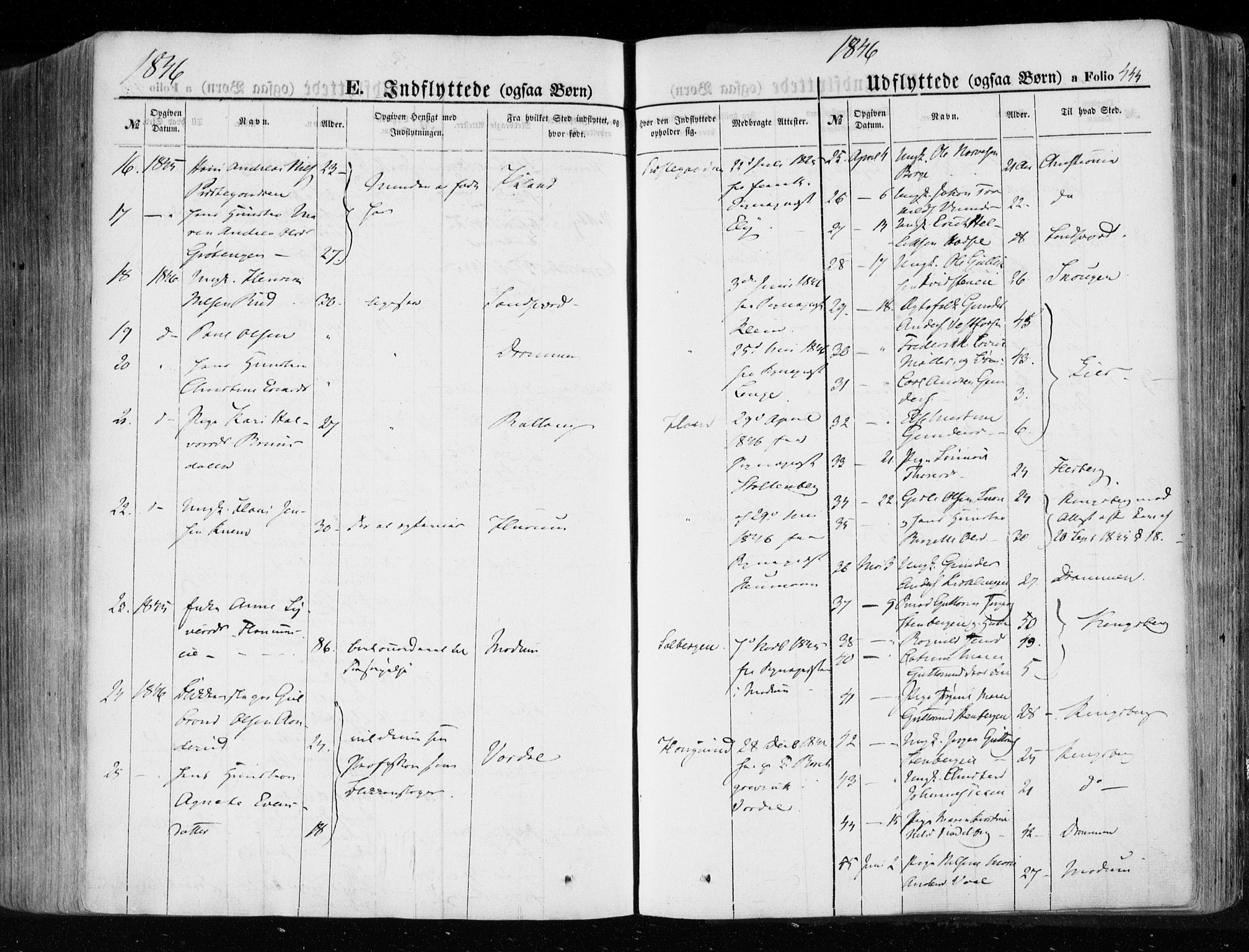 Eiker kirkebøker, SAKO/A-4/F/Fa/L0014: Parish register (official) no. I 14, 1846-1854, p. 444