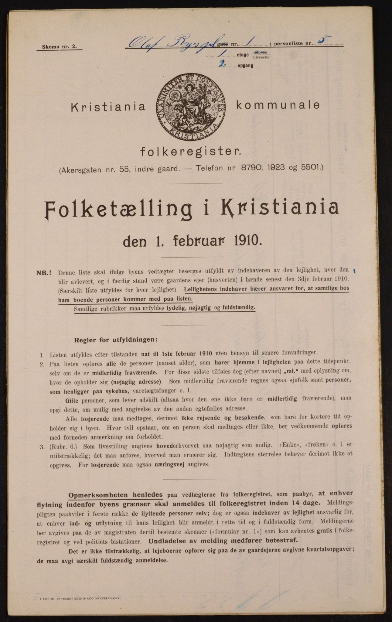 OBA, Municipal Census 1910 for Kristiania, 1910, p. 72304