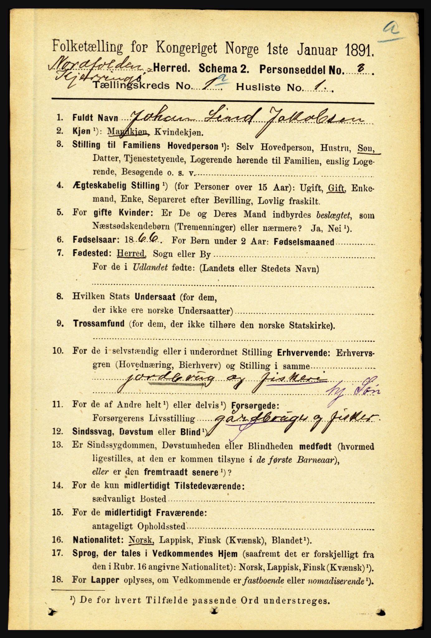 RA, 1891 census for 1846 Nordfold-Kjerringøy, 1891, p. 78