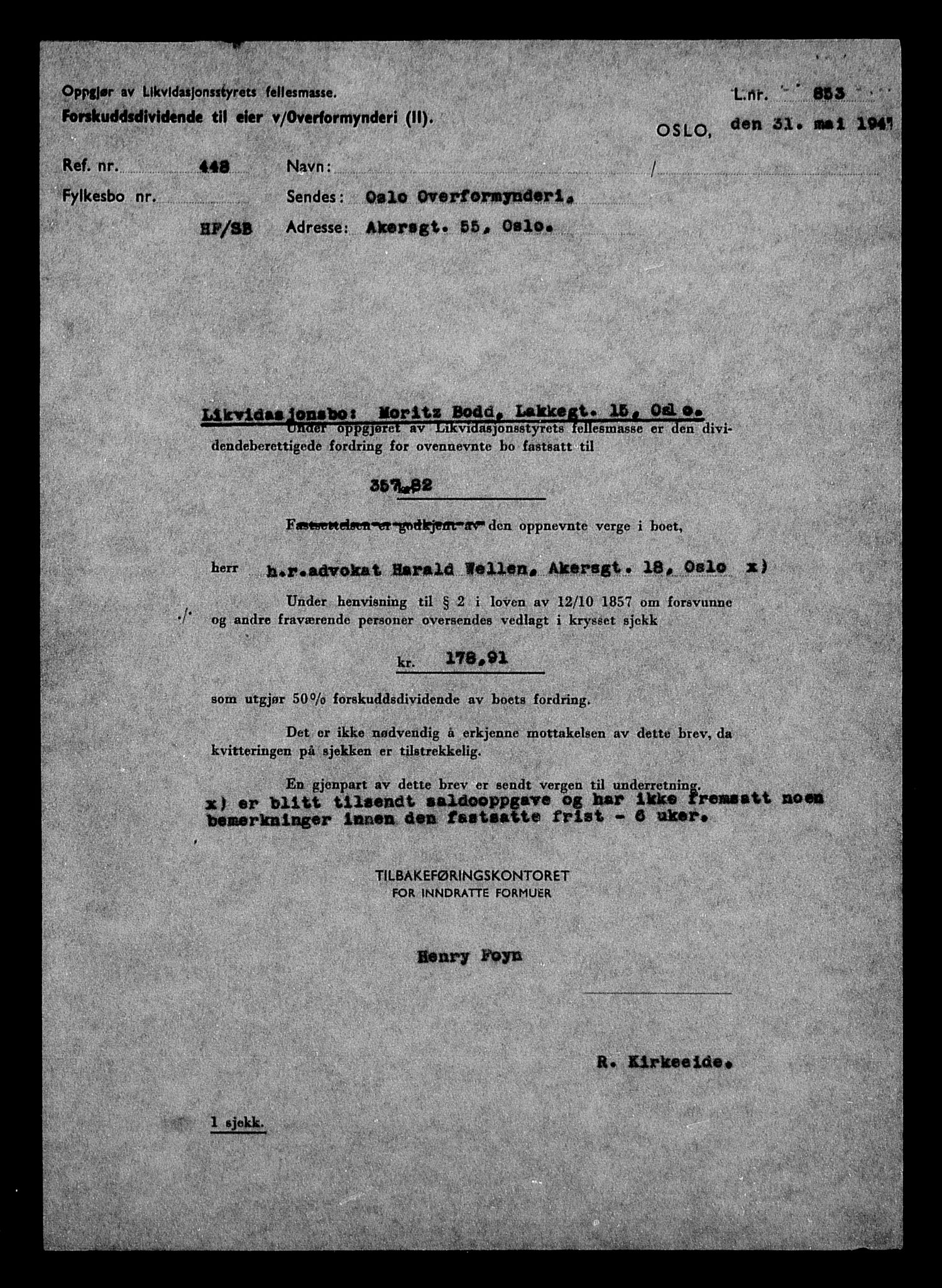 Justisdepartementet, Tilbakeføringskontoret for inndratte formuer, RA/S-1564/H/Hc/Hcc/L0927: --, 1945-1947, p. 30