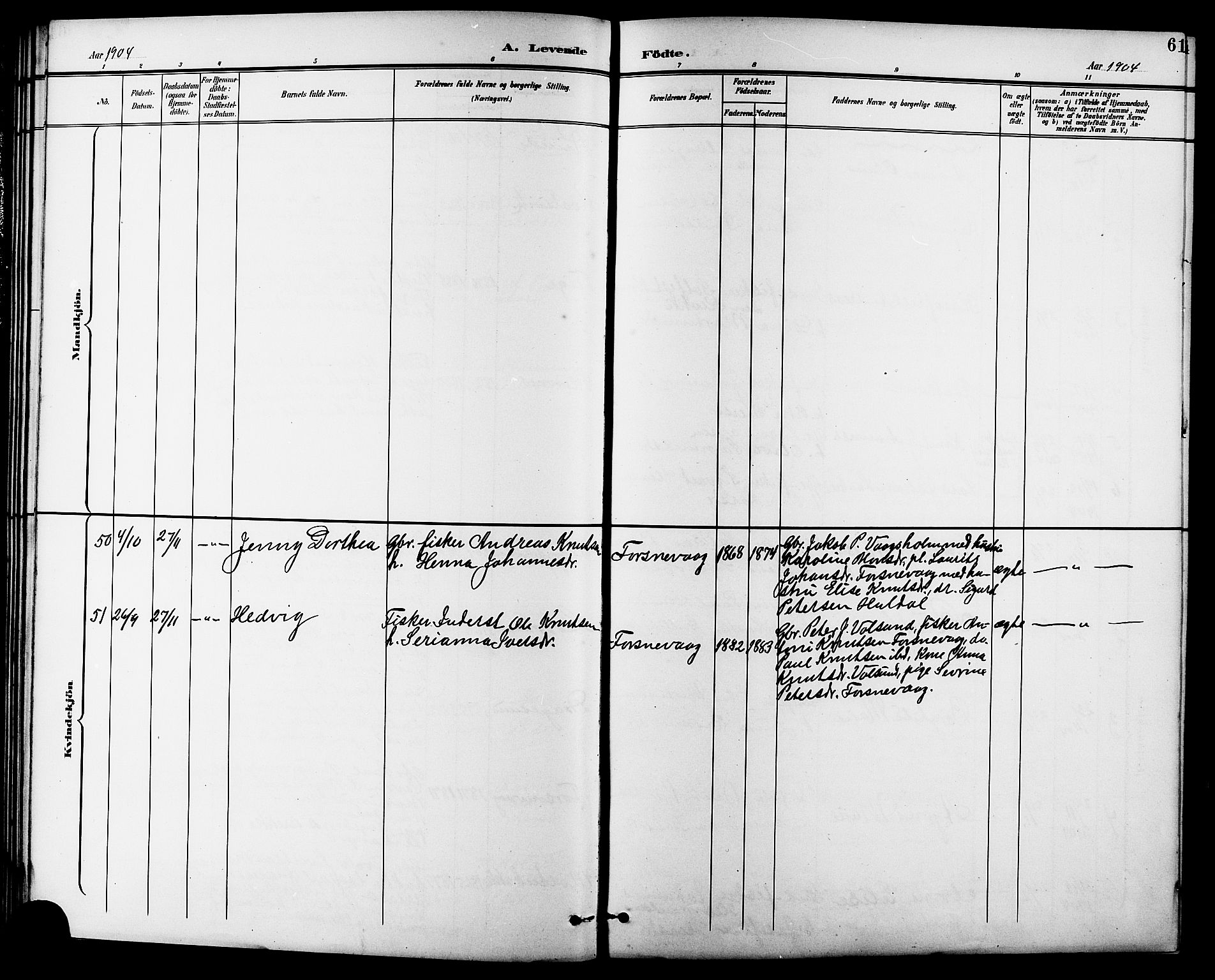 Ministerialprotokoller, klokkerbøker og fødselsregistre - Møre og Romsdal, AV/SAT-A-1454/507/L0082: Parish register (copy) no. 507C05, 1896-1914, p. 61