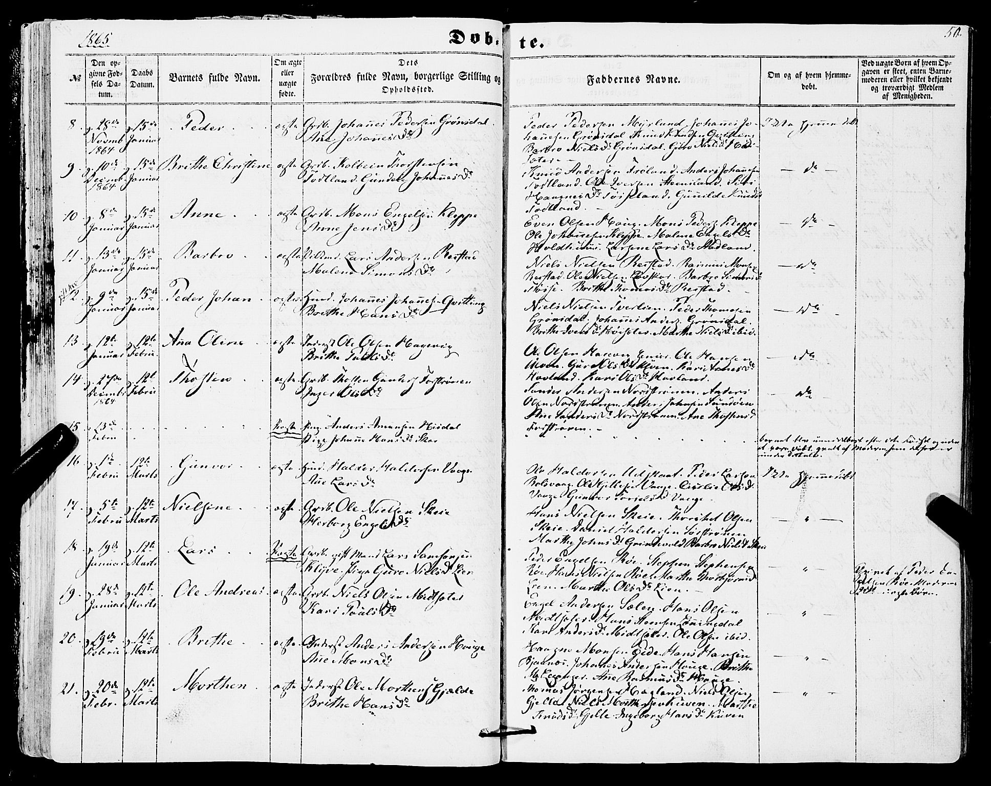 Os sokneprestembete, SAB/A-99929: Parish register (official) no. A 17, 1860-1873, p. 50