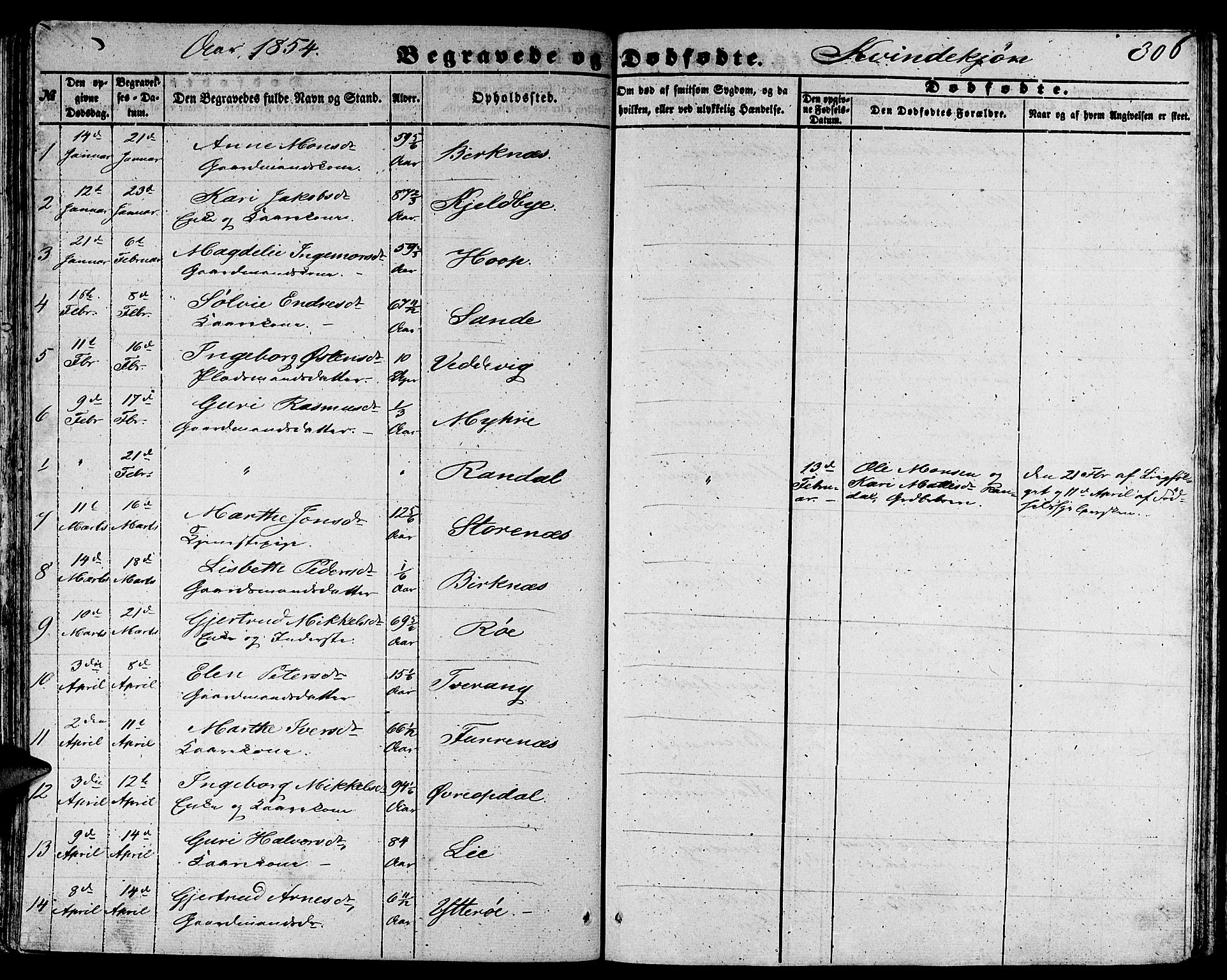 Gulen sokneprestembete, SAB/A-80201/H/Hab/Habb/L0001: Parish register (copy) no. B 1, 1854-1866, p. 306