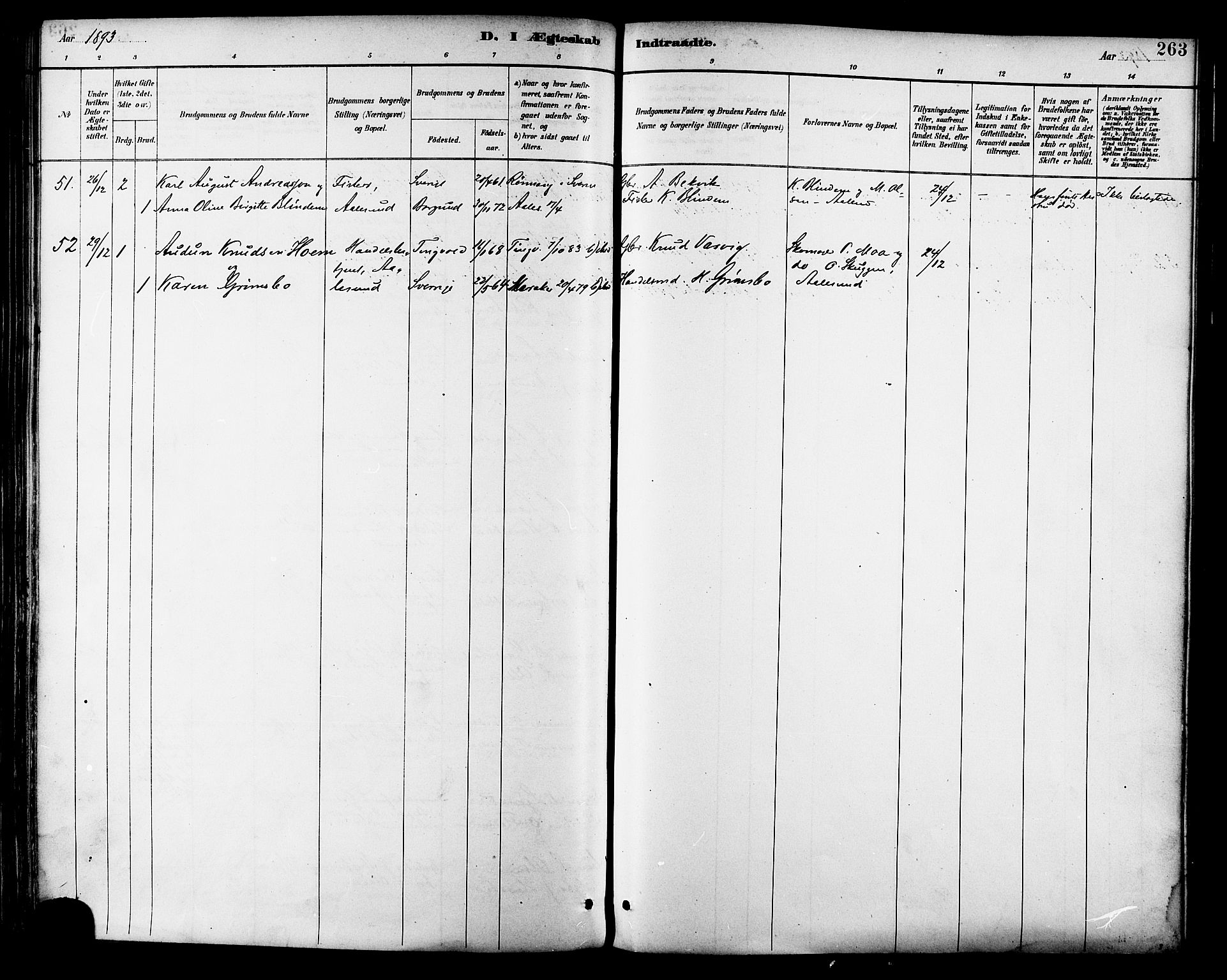 Ministerialprotokoller, klokkerbøker og fødselsregistre - Møre og Romsdal, AV/SAT-A-1454/529/L0455: Parish register (official) no. 529A05, 1885-1893, p. 263