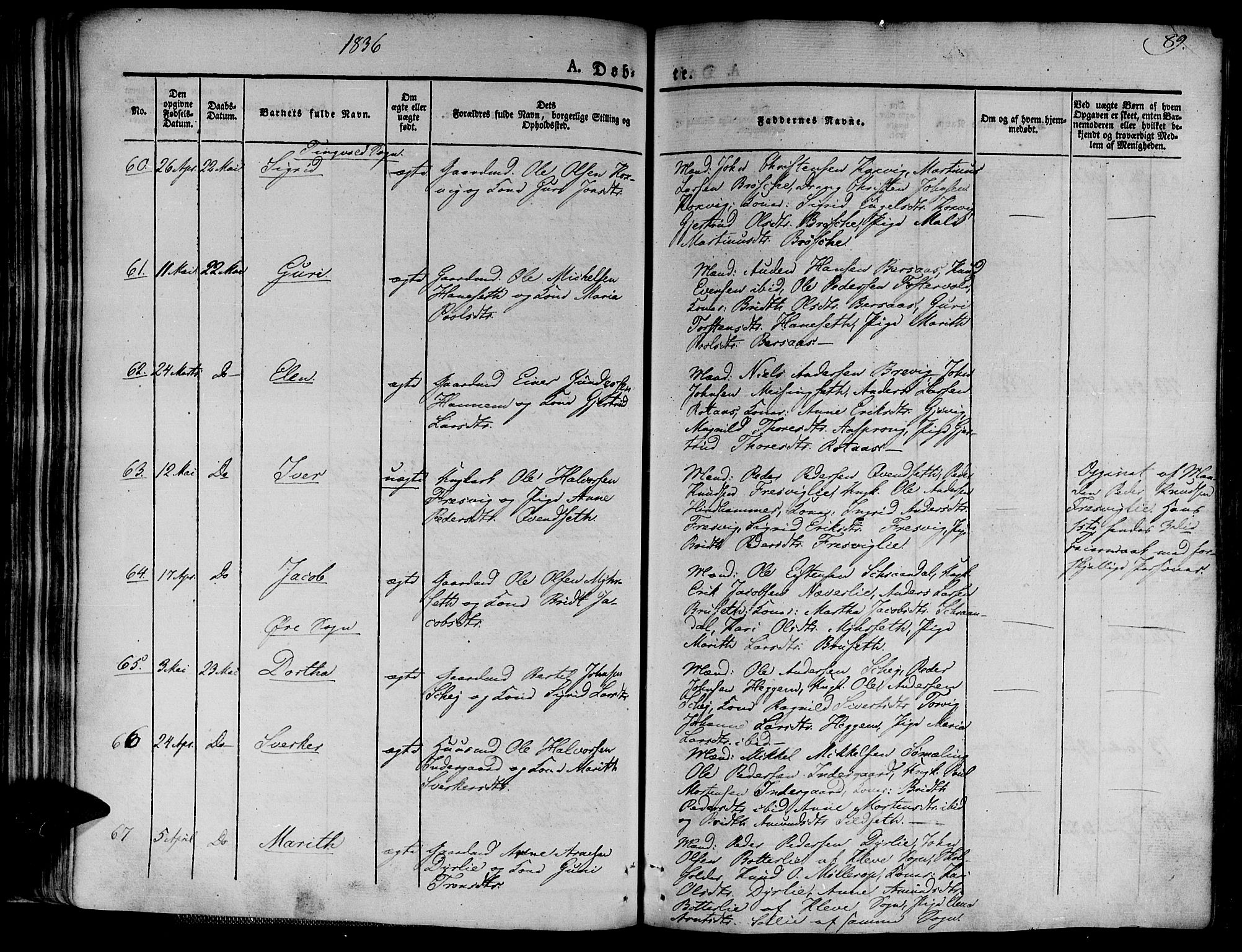 Ministerialprotokoller, klokkerbøker og fødselsregistre - Møre og Romsdal, AV/SAT-A-1454/586/L0983: Parish register (official) no. 586A09, 1829-1843, p. 89