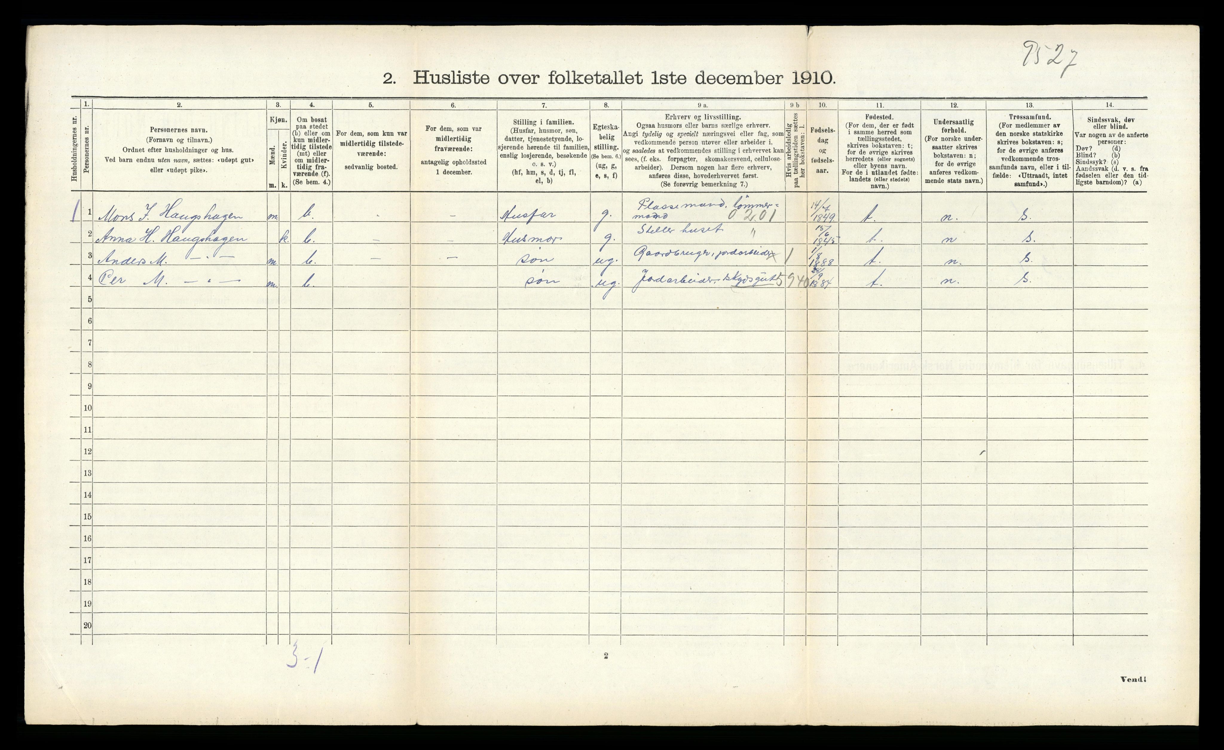 RA, 1910 census for Lærdal, 1910, p. 411