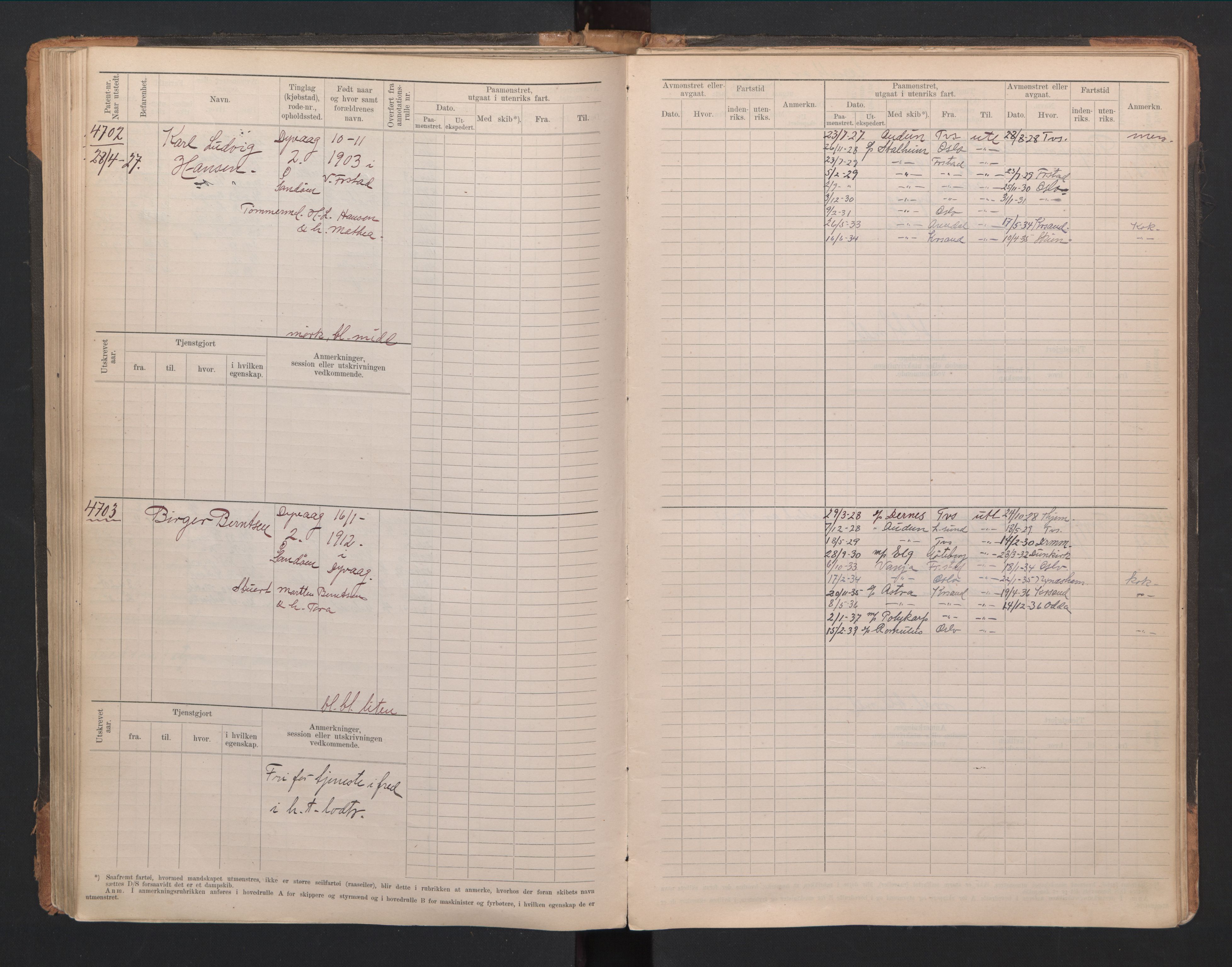 Tvedestrand mønstringskrets, AV/SAK-2031-0011/F/Fb/L0021: Hovedrulle A nr 4410-4797, U-37, 1918-1930, p. 157