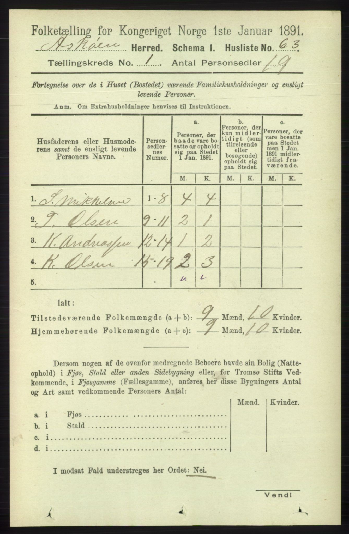 RA, 1891 census for 1247 Askøy, 1891, p. 99