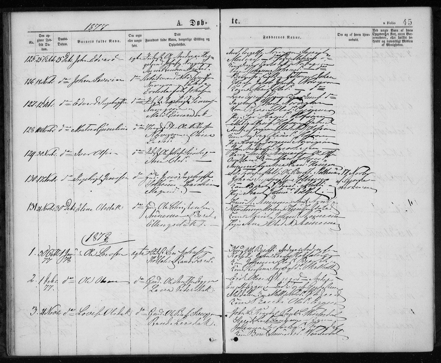 Ministerialprotokoller, klokkerbøker og fødselsregistre - Sør-Trøndelag, SAT/A-1456/668/L0817: Parish register (copy) no. 668C06, 1873-1884, p. 45