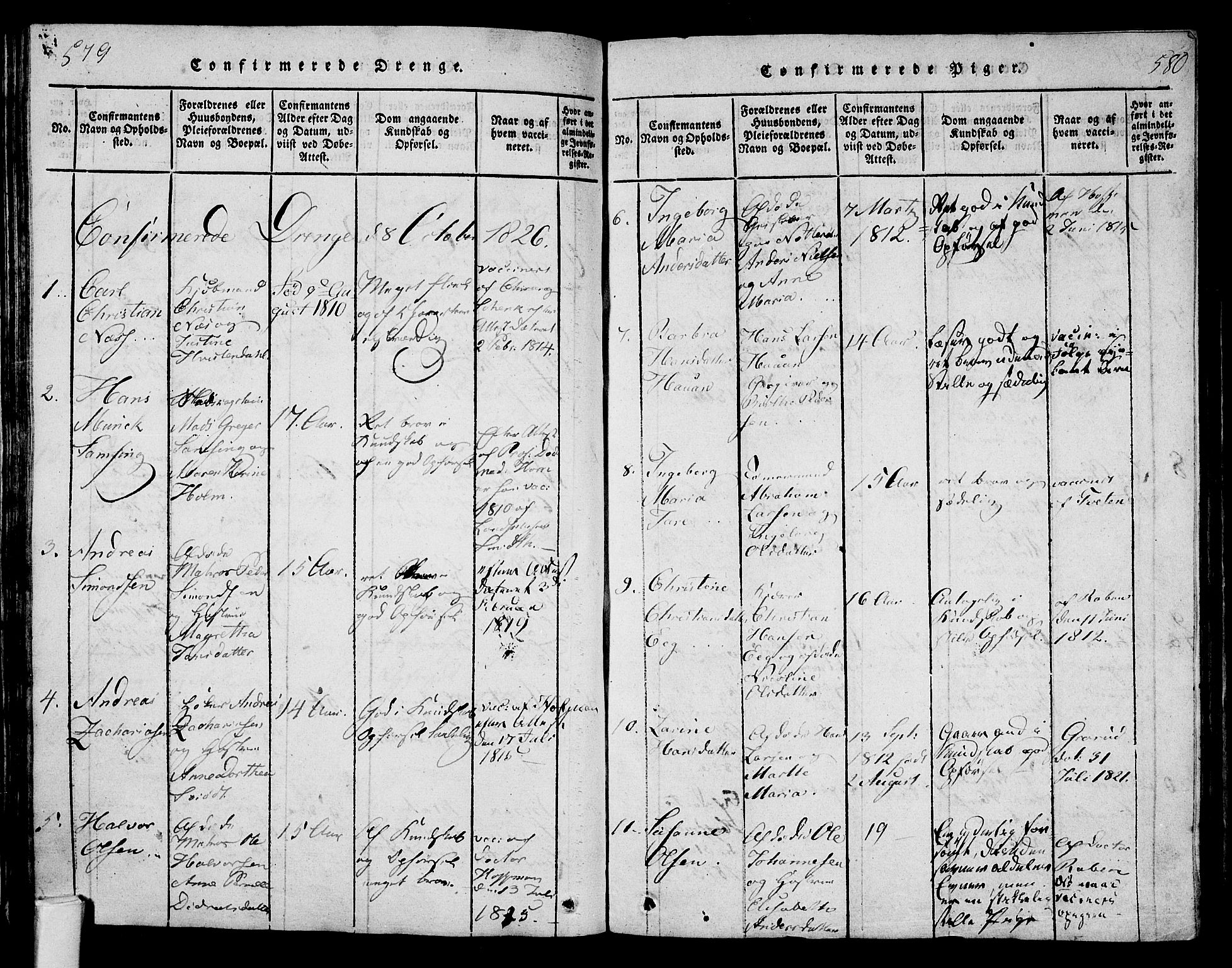 Tønsberg kirkebøker, AV/SAKO-A-330/F/Fa/L0004: Parish register (official) no. I 4, 1813-1826, p. 579-580