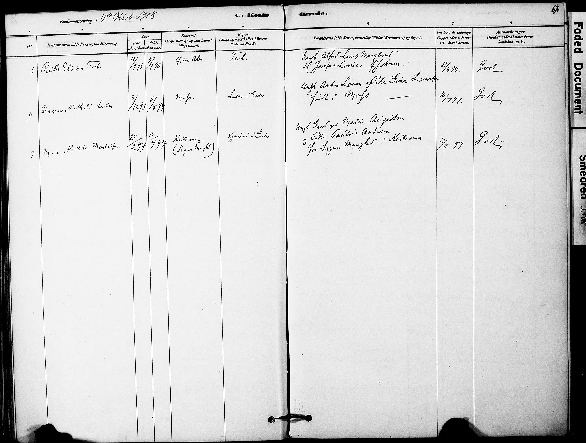 Vestby prestekontor Kirkebøker, SAO/A-10893/F/Fa/L0011: Parish register (official) no. I 11, 1878-1913, p. 67